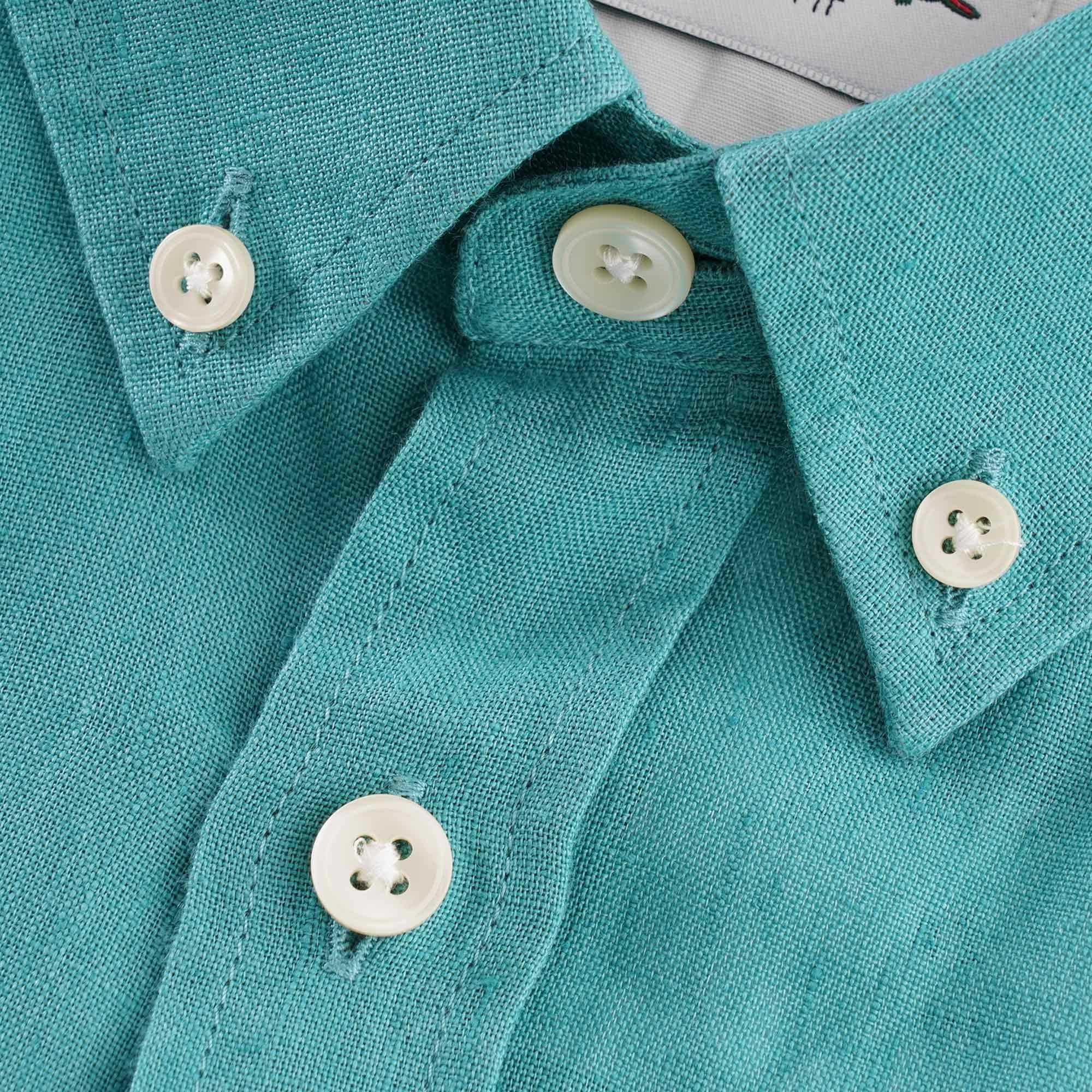 Lacoste Regular Fit Linen Shirt - Turquoise