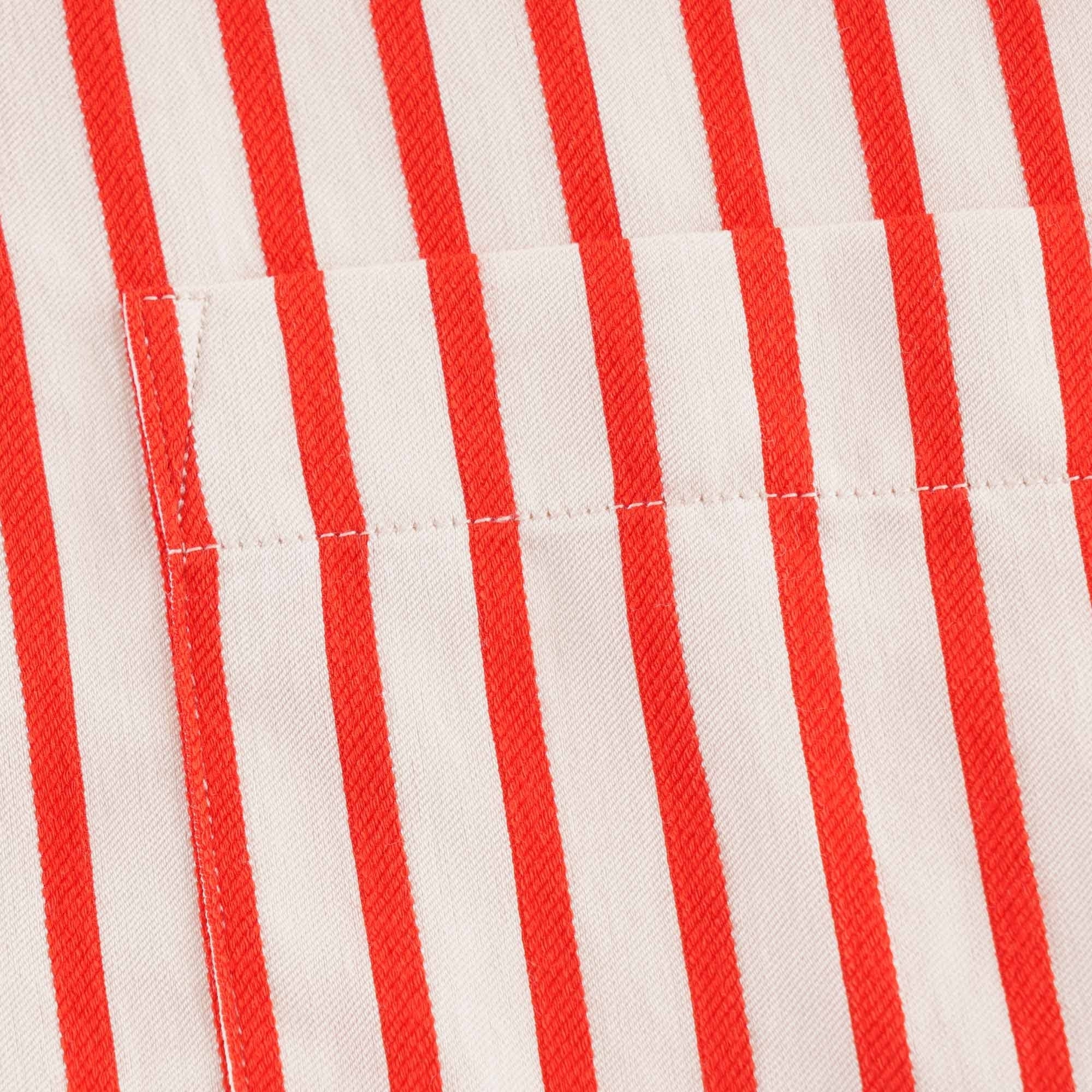 AMI Striped Short Sleeve Shirt - White/Red