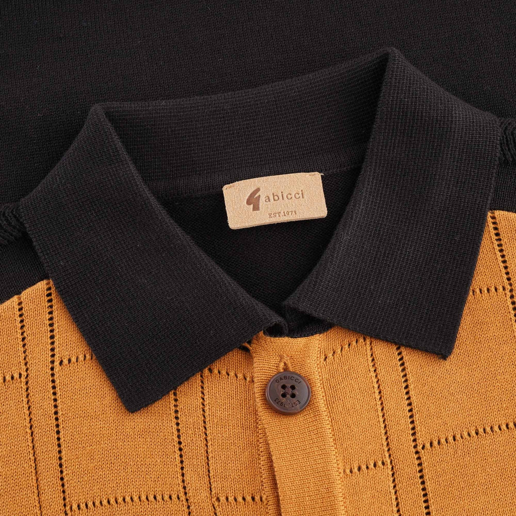 Gabicci Vintage Morgan Airtex Button Through Polo - Black