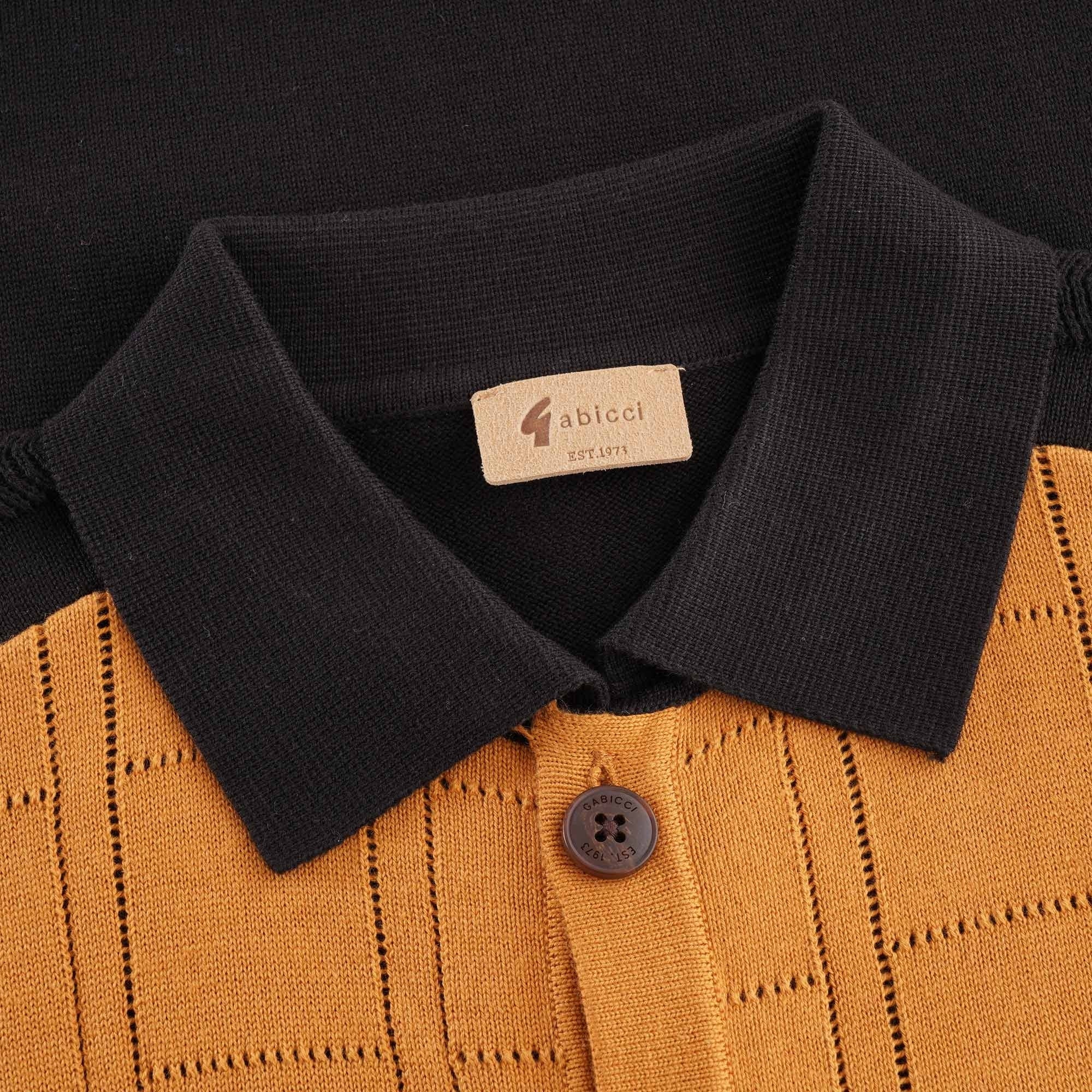Gabicci Vintage Morgan Airtex Button Through Polo - Black