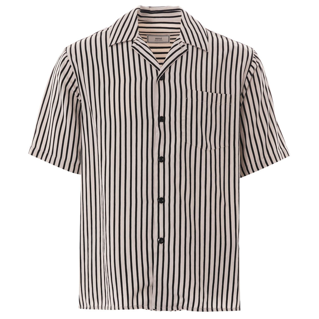 AMI Striped Short Sleeve Shirt - White/Black