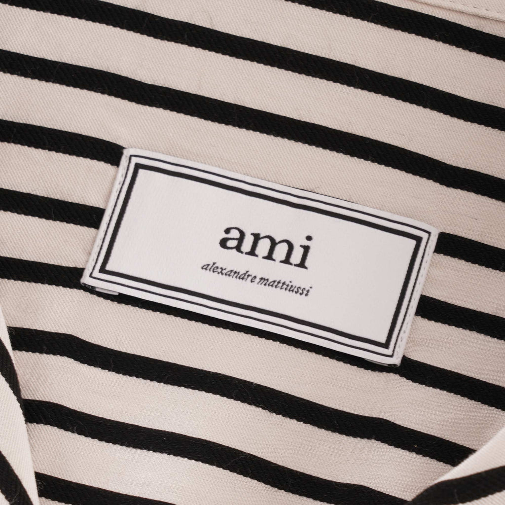 AMI Striped Short Sleeve Shirt - White/Black