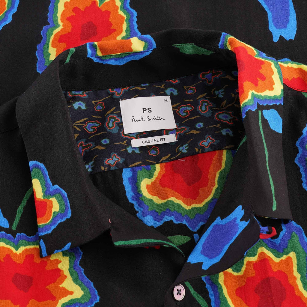 Paul Smith Heat Map Floral Short Sleeve Shirt - Black