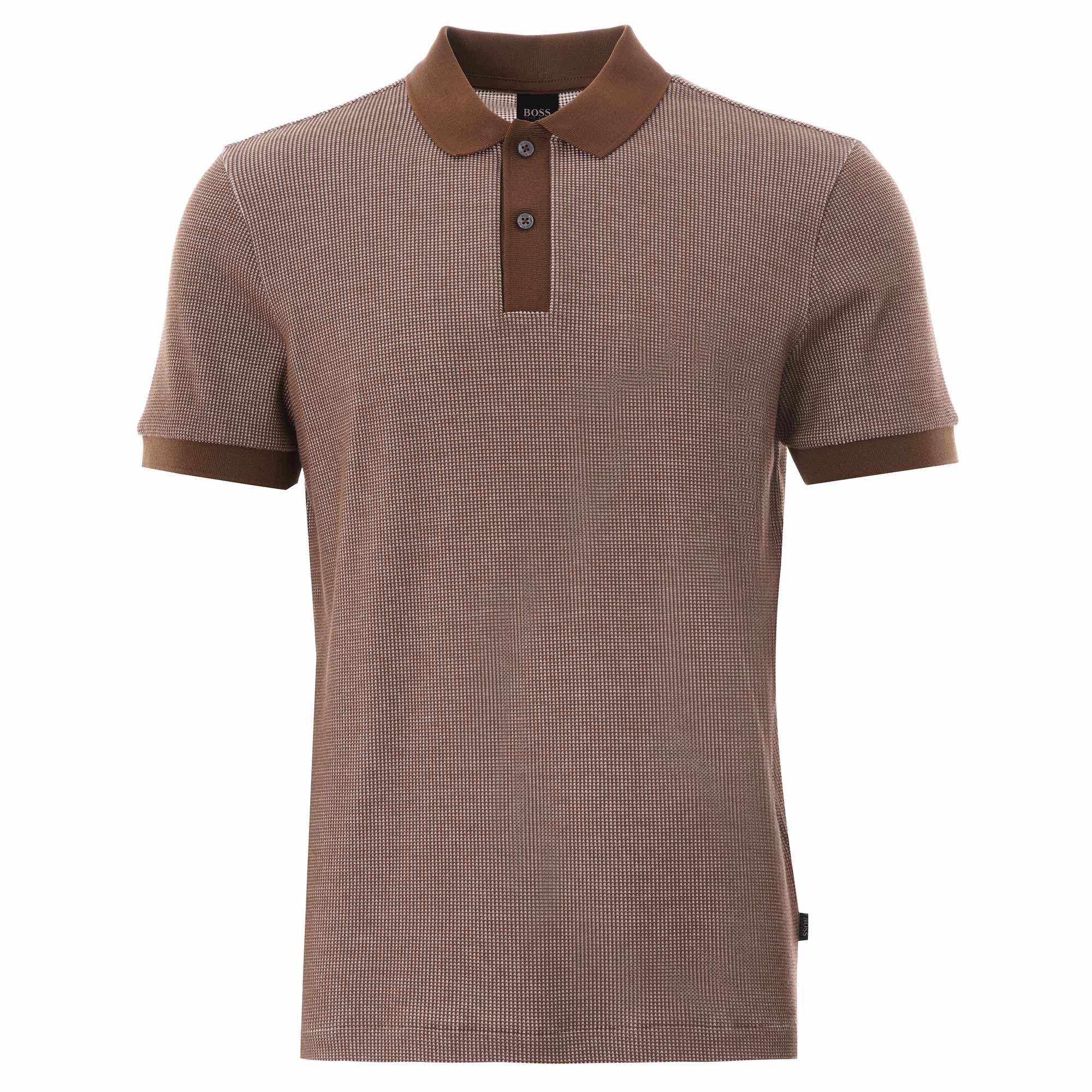 Boss Waffle Texture Parlay Polo Shirt - Dark Brown