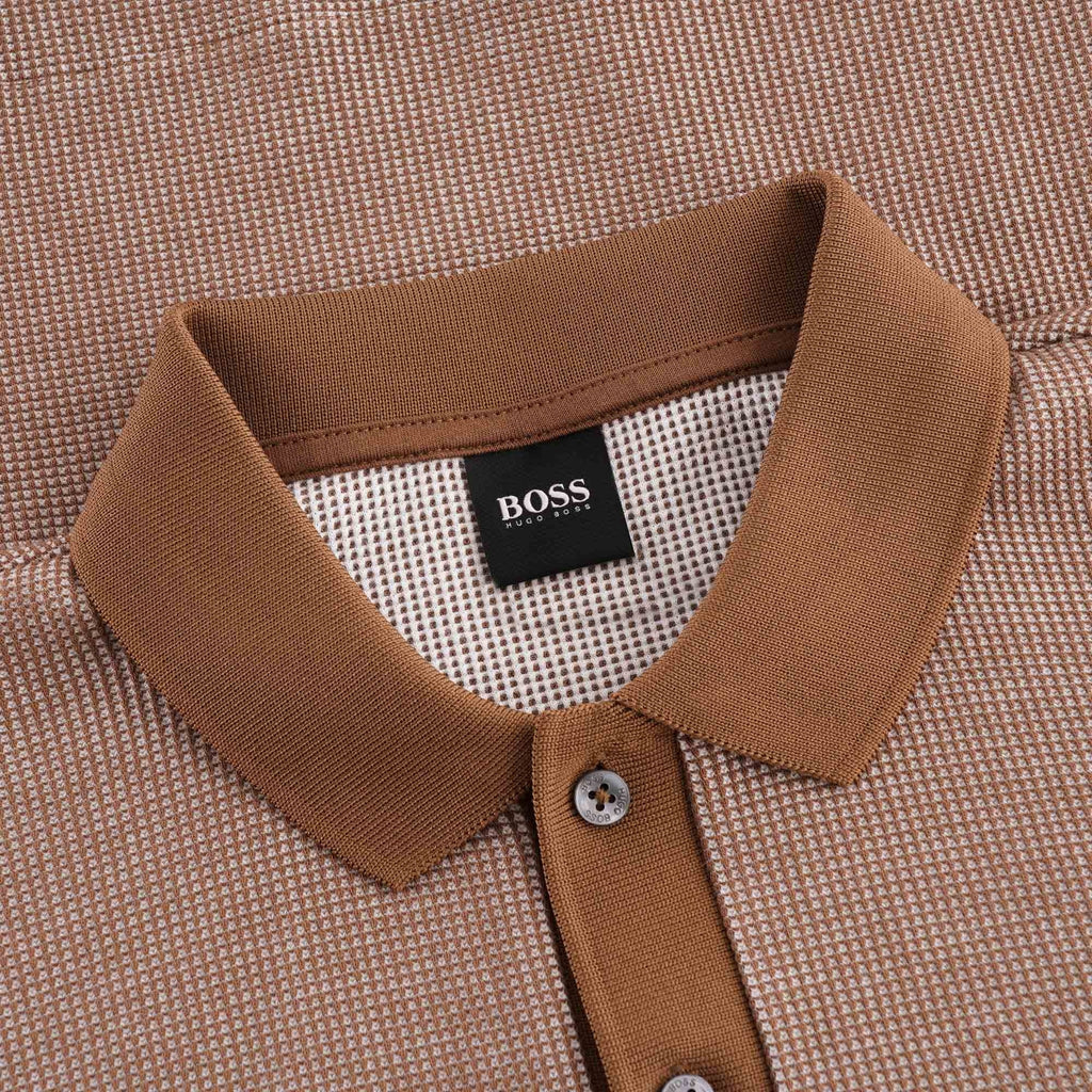 Boss Waffle Texture Parlay Polo Shirt - Dark Brown