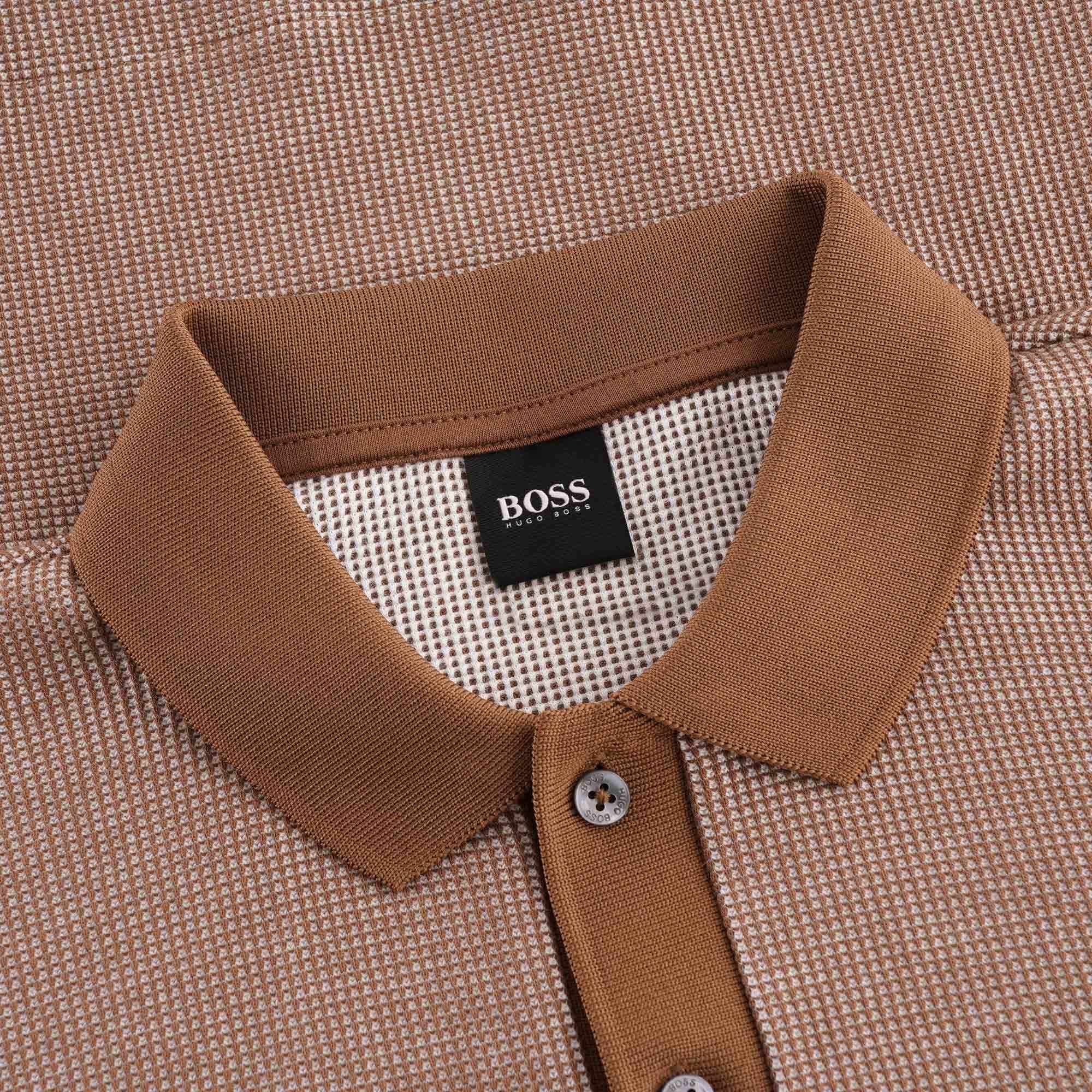 Boss Waffle Texture Parlay Polo Shirt - Dark Brown