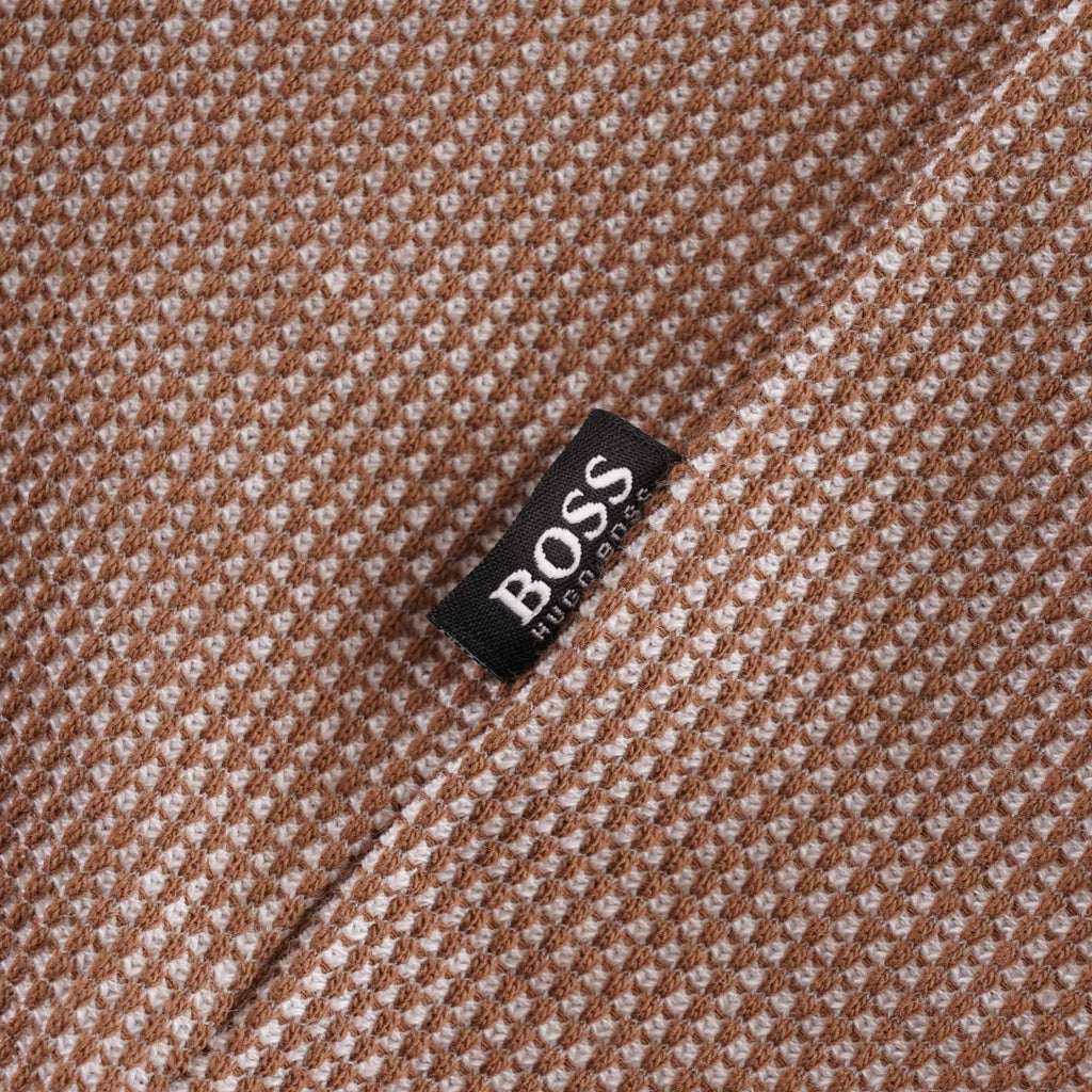 Boss Waffle Texture Parlay Polo Shirt - Dark Brown