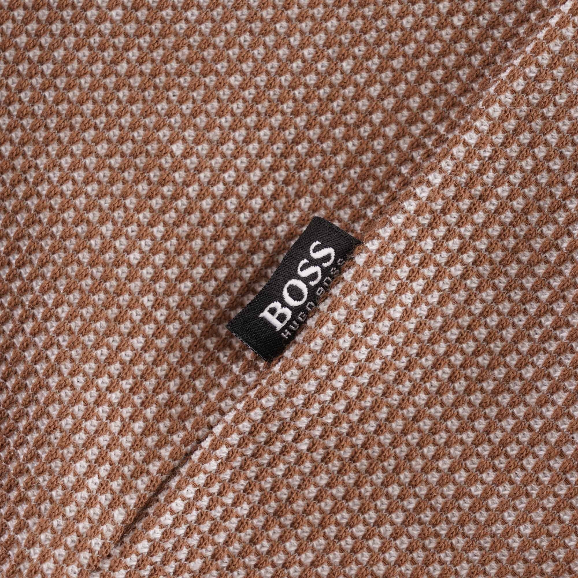 Boss Waffle Texture Parlay Polo Shirt - Dark Brown