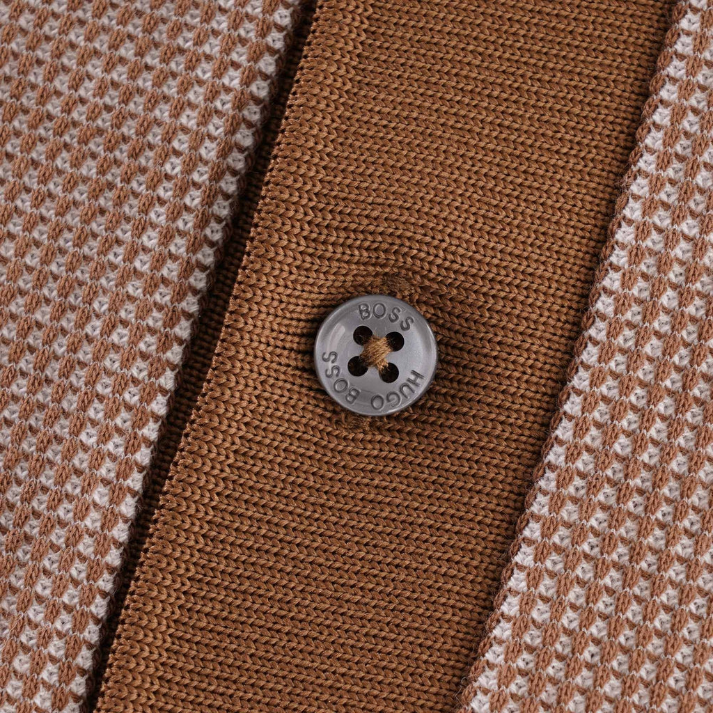 Boss Waffle Texture Parlay Polo Shirt - Dark Brown