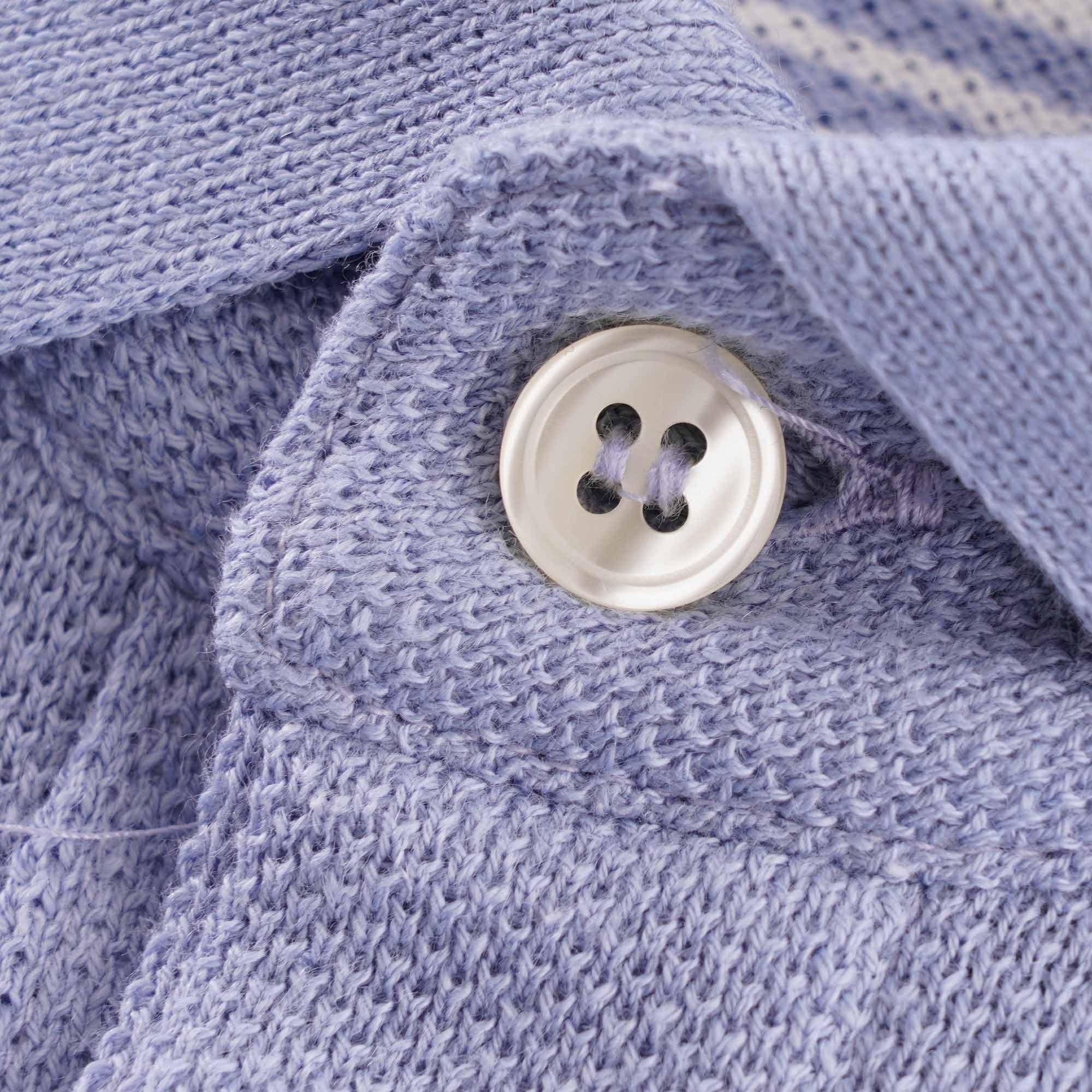 Lacoste Striped Linen And Cotton Regular Fit Polo Shirt - Blue