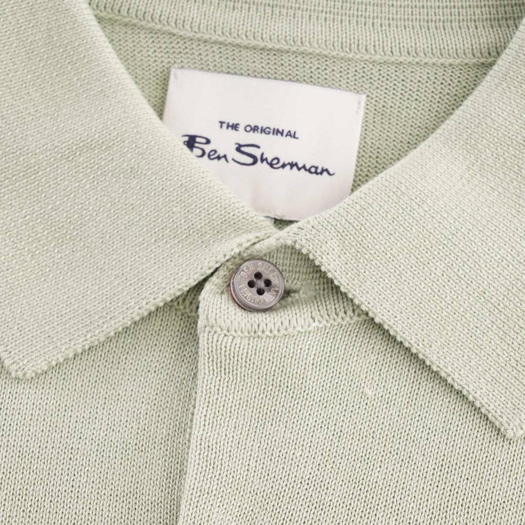 Ben Sherman Signature Knitted Cotton Short Sleeve Polo - Light Green