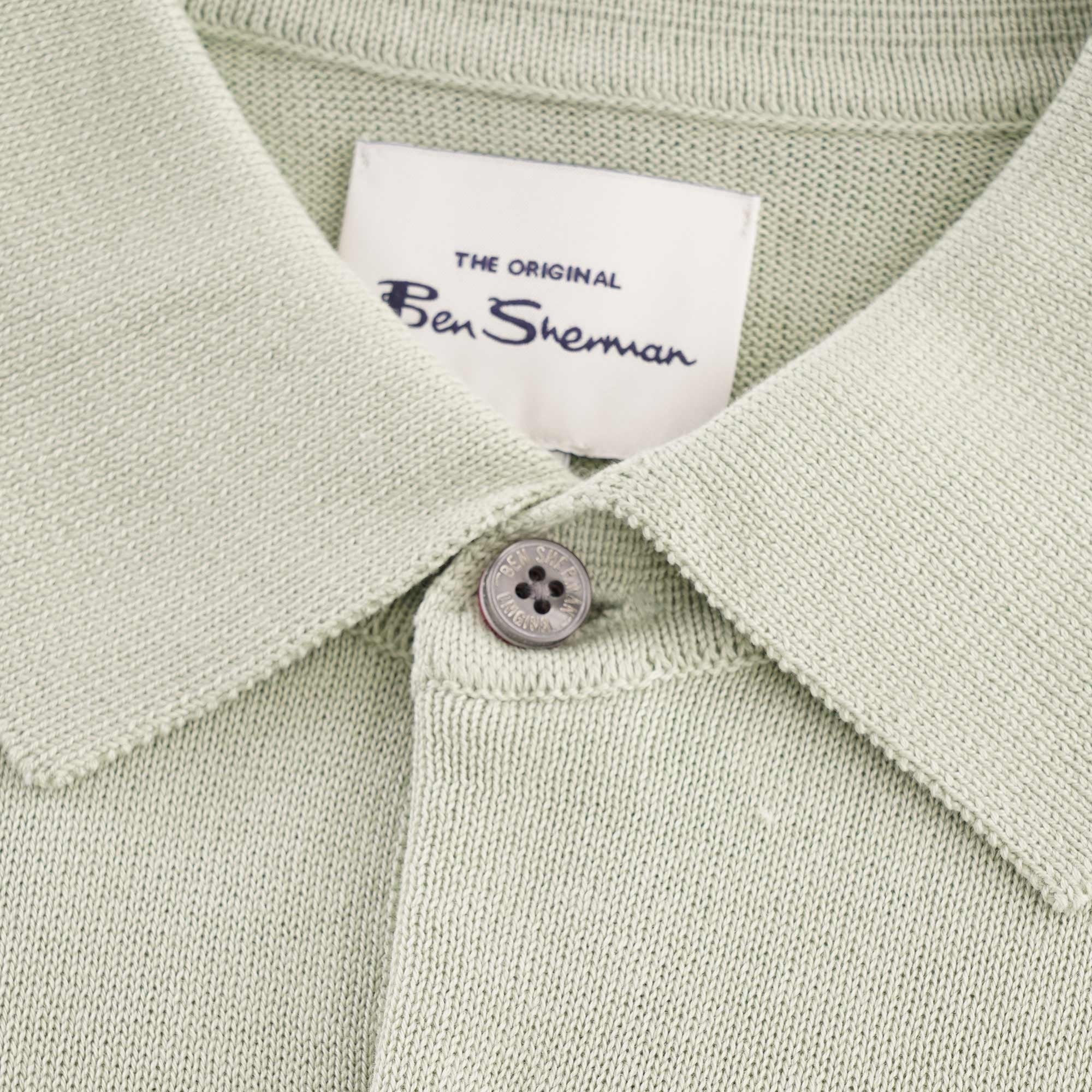 Ben Sherman Signature Knitted Cotton Short Sleeve Polo - Light Green