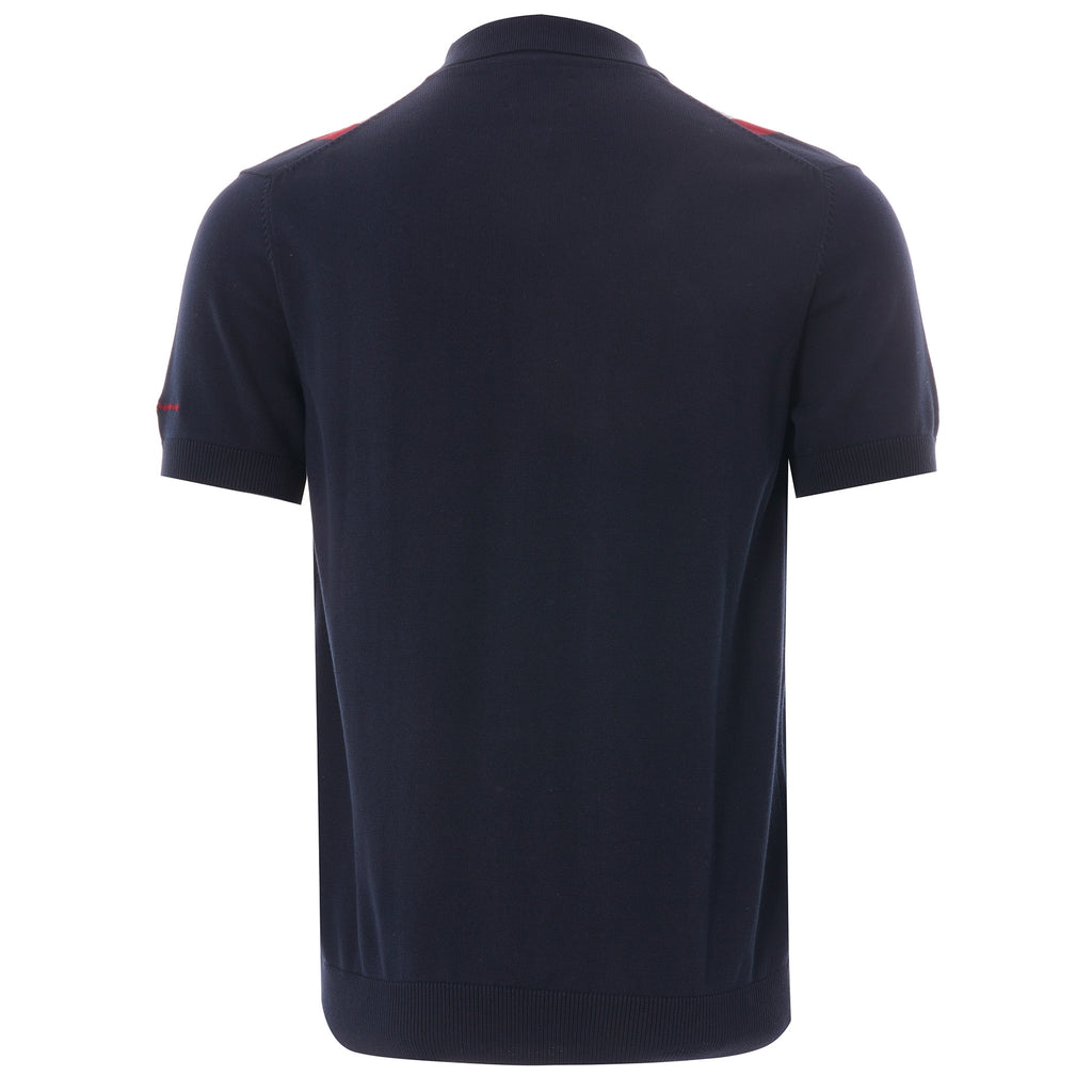 Ben Sherman Textured Stripe Zip Through Polo - Dark Navy