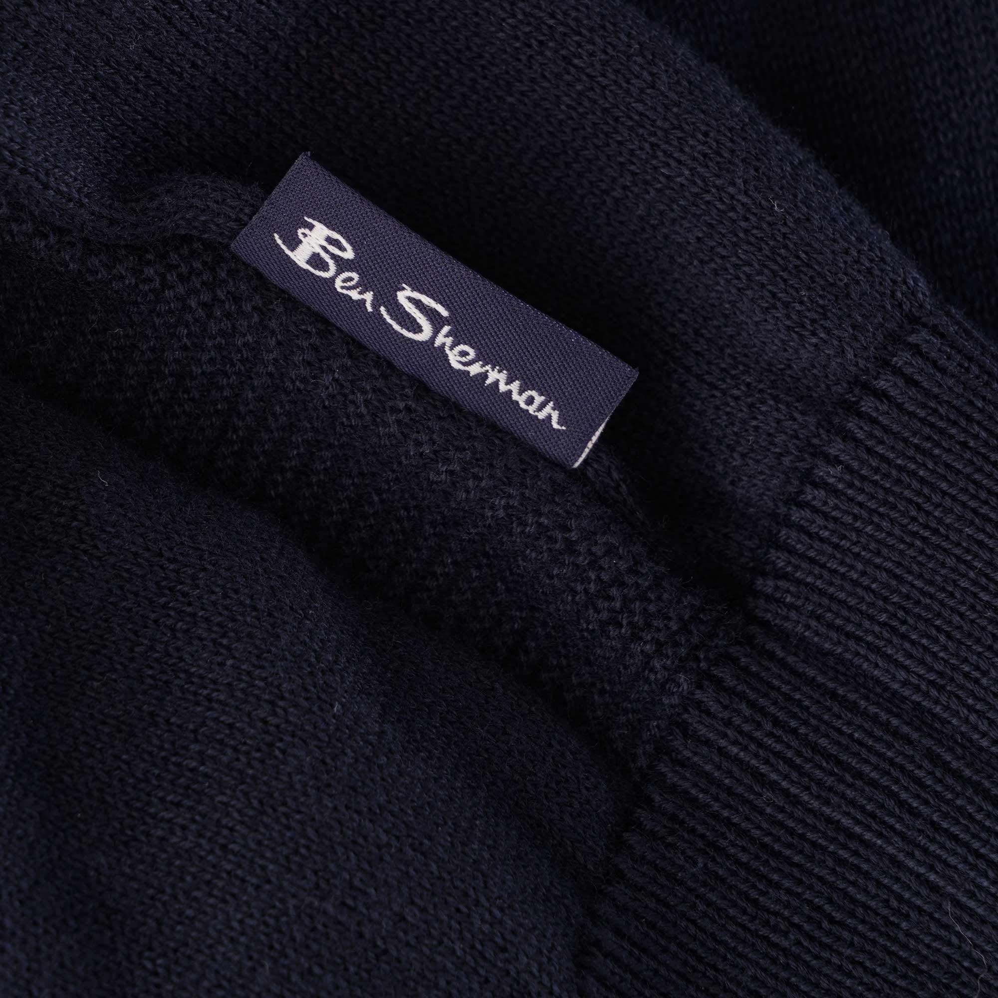 Ben Sherman Signature Knitted Cotton Short Sleeve Polo - Dark Navy
