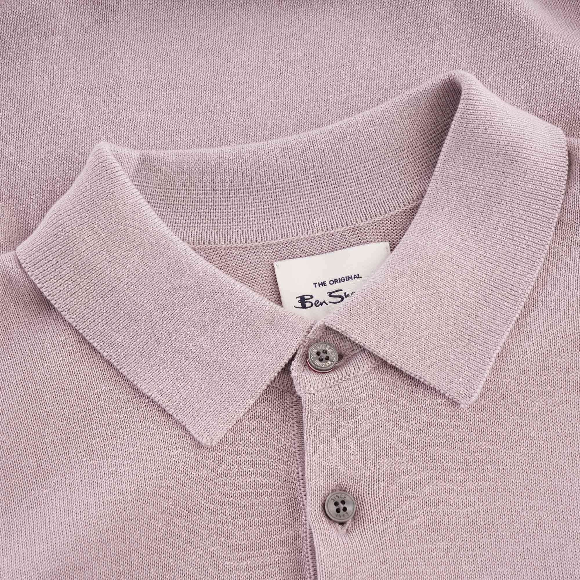 Ben Sherman Signature Knitted Cotton Short Sleeve Polo - Lilac