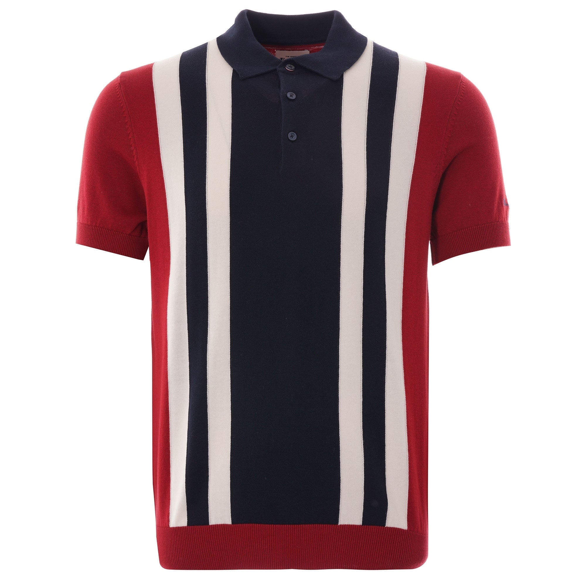 Ben Sherman Colour Block Knit Polo - Red