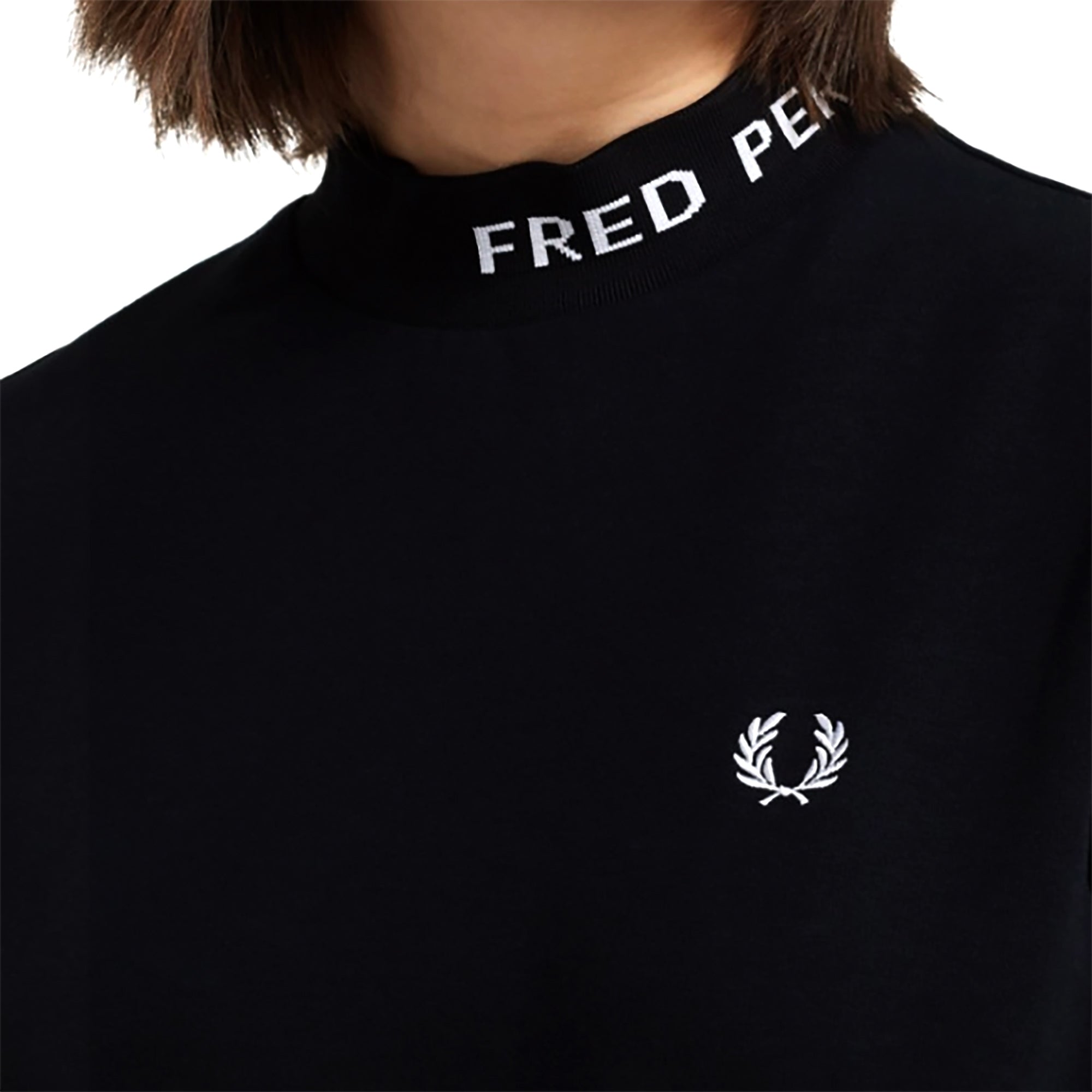 Fred Perry Womens High Neck T-Shirt - Black