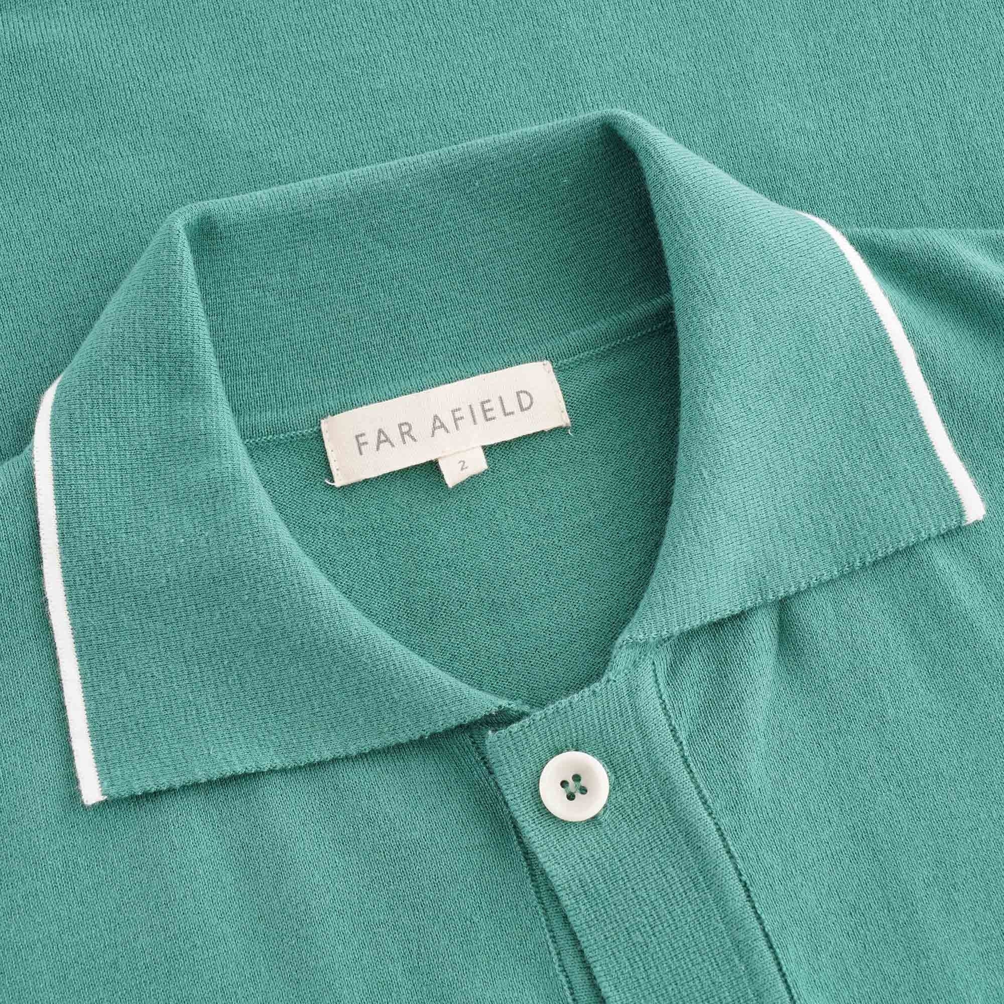 Far Afield Errol Short Sleeve Button Through Polo - Bottle Green