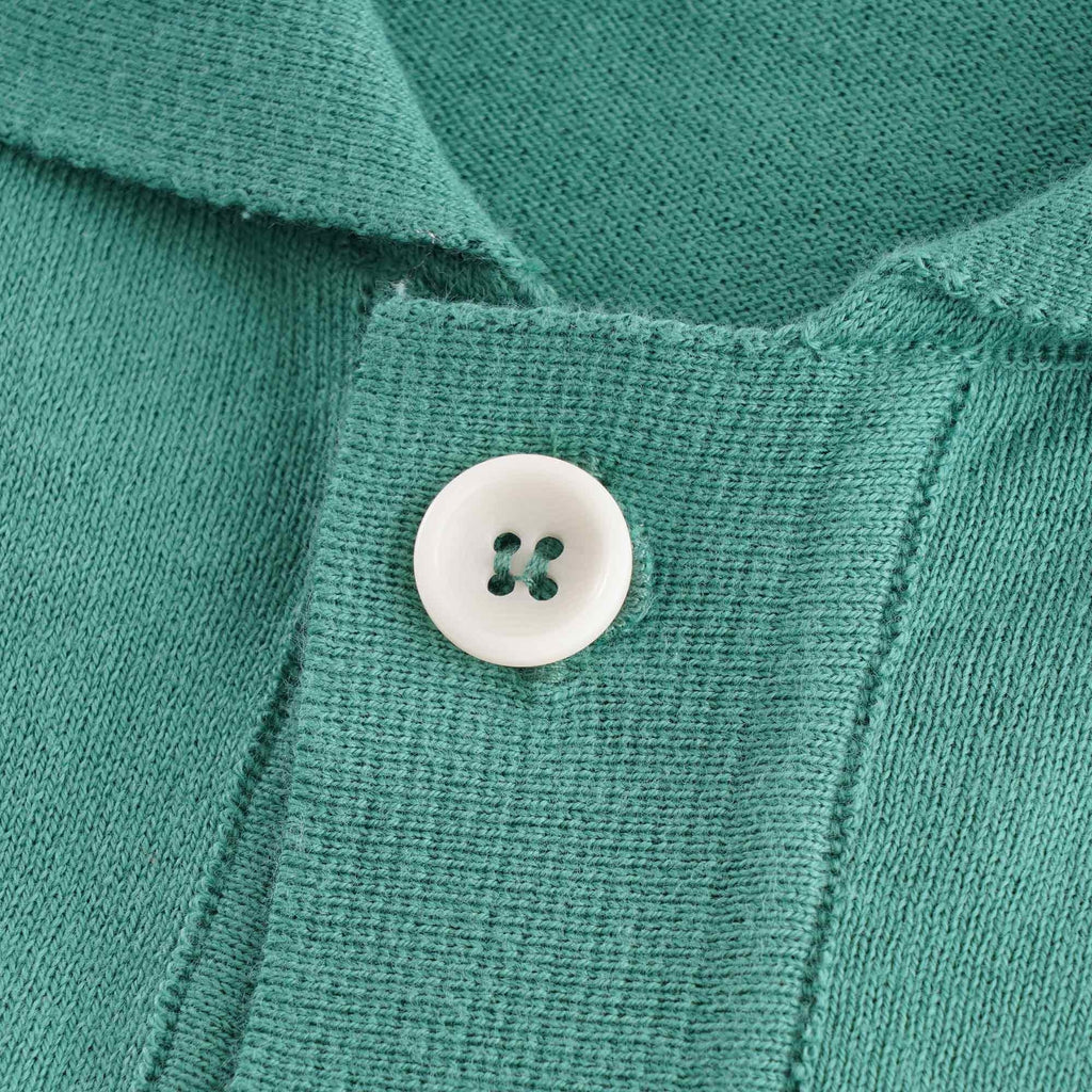 Far Afield Errol Short Sleeve Button Through Polo - Bottle Green