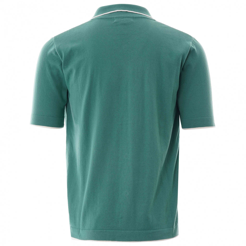 Far Afield Errol Short Sleeve Button Through Polo - Bottle Green
