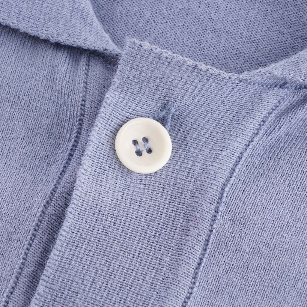 Far Afield Errol Short Sleeve Button Through Polo - Stonewash Blue