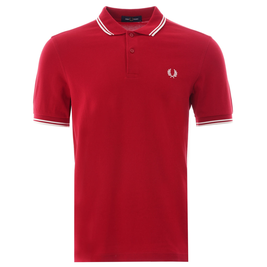 Fred Perry Twin Tipped Polo Shirt - Siren Red and White