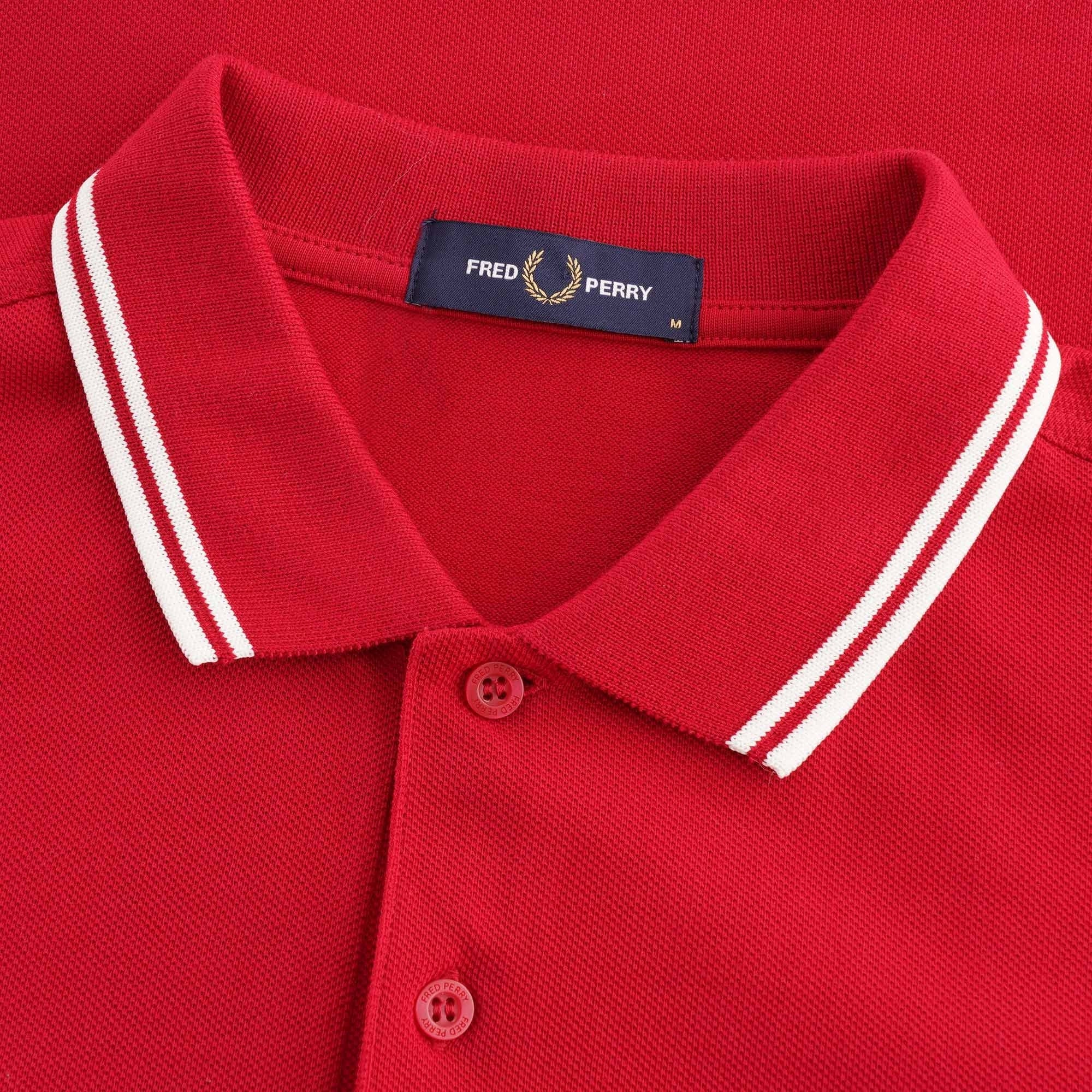 Fred Perry Twin Tipped Polo Shirt - Siren Red and White