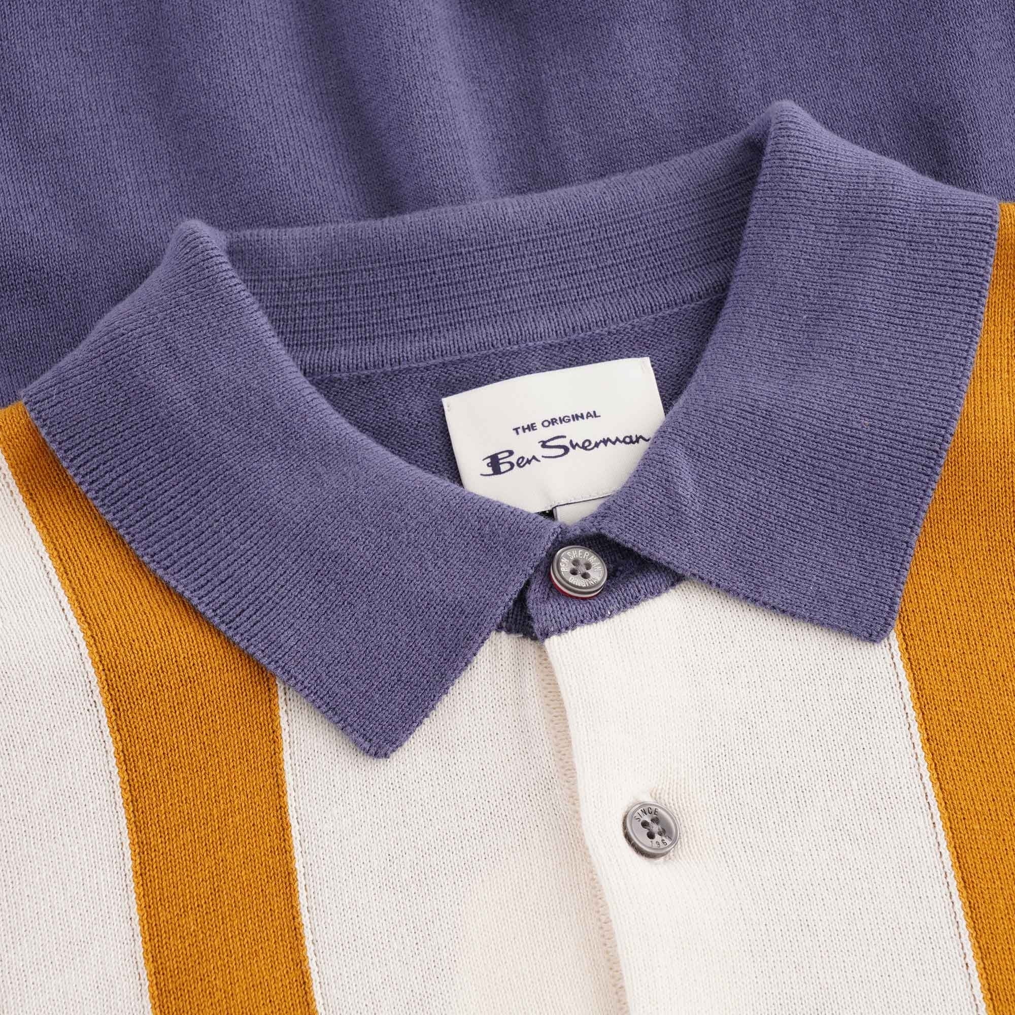 Ben Sherman Colour Block Knit Polo - Indigo