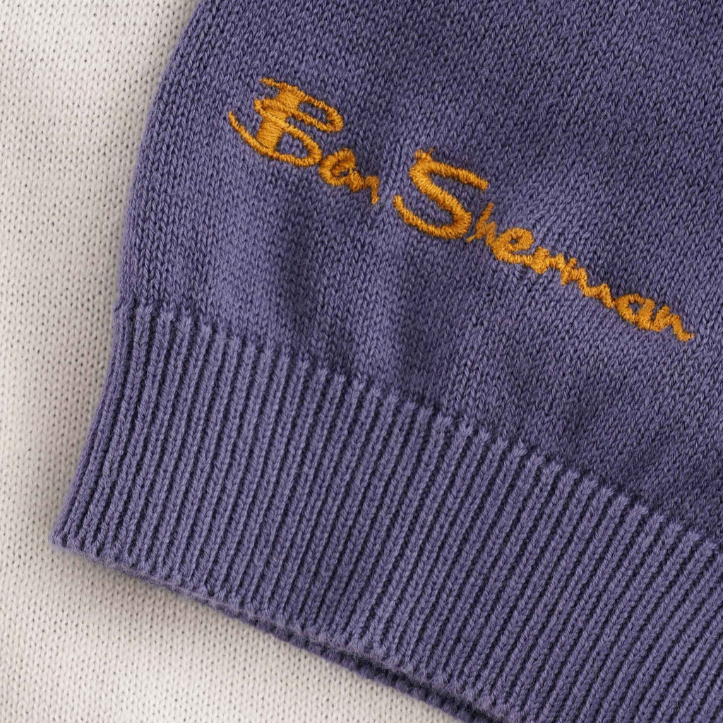 Ben Sherman Colour Block Knit Polo - Indigo
