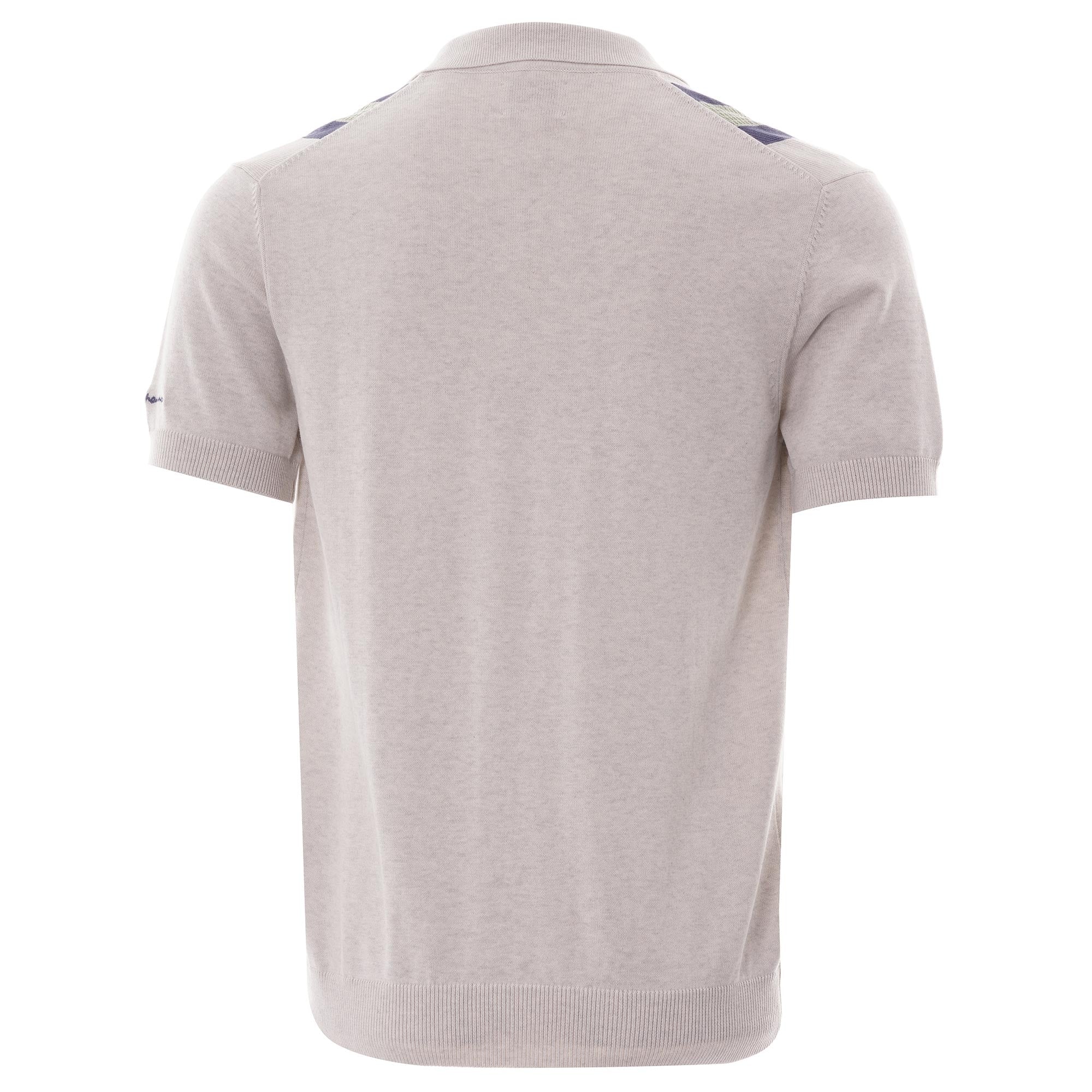 Ben Sherman Textured Stripe Zip Through Polo - Snow White