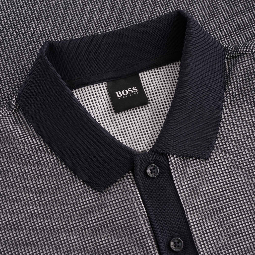 Boss Waffle Texture Parlay Polo Shirt - Dark Blue
