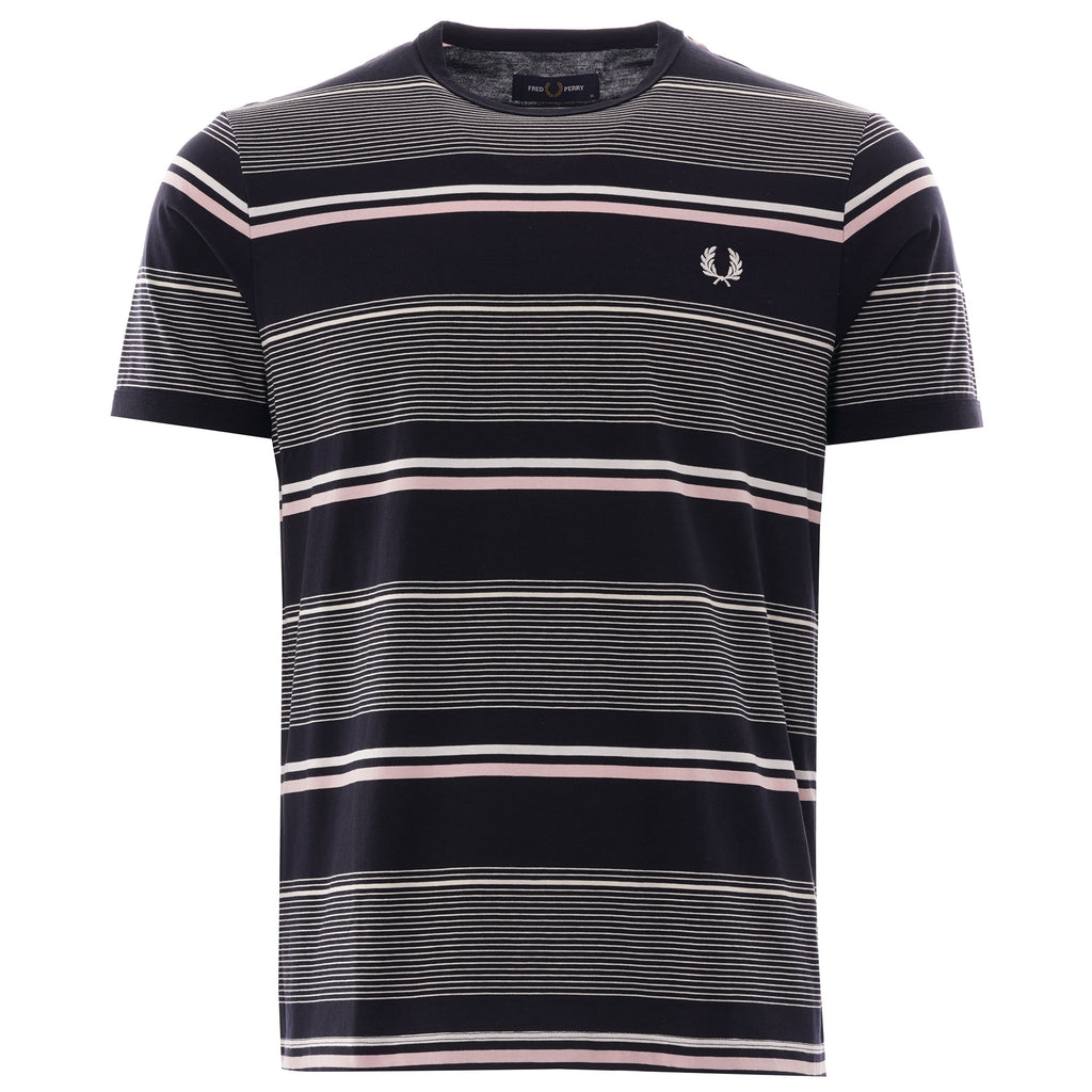 Fred Perry Authentic Multi Stripe Tee - Navy