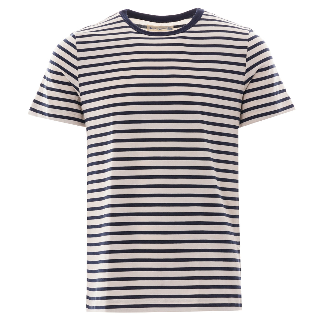Striped Crew Neck T-Shirt - Navy/Natural