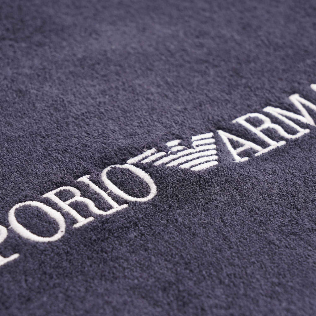 Emporio Armani Logo Print Cotton Towelling T Shirt - Blue