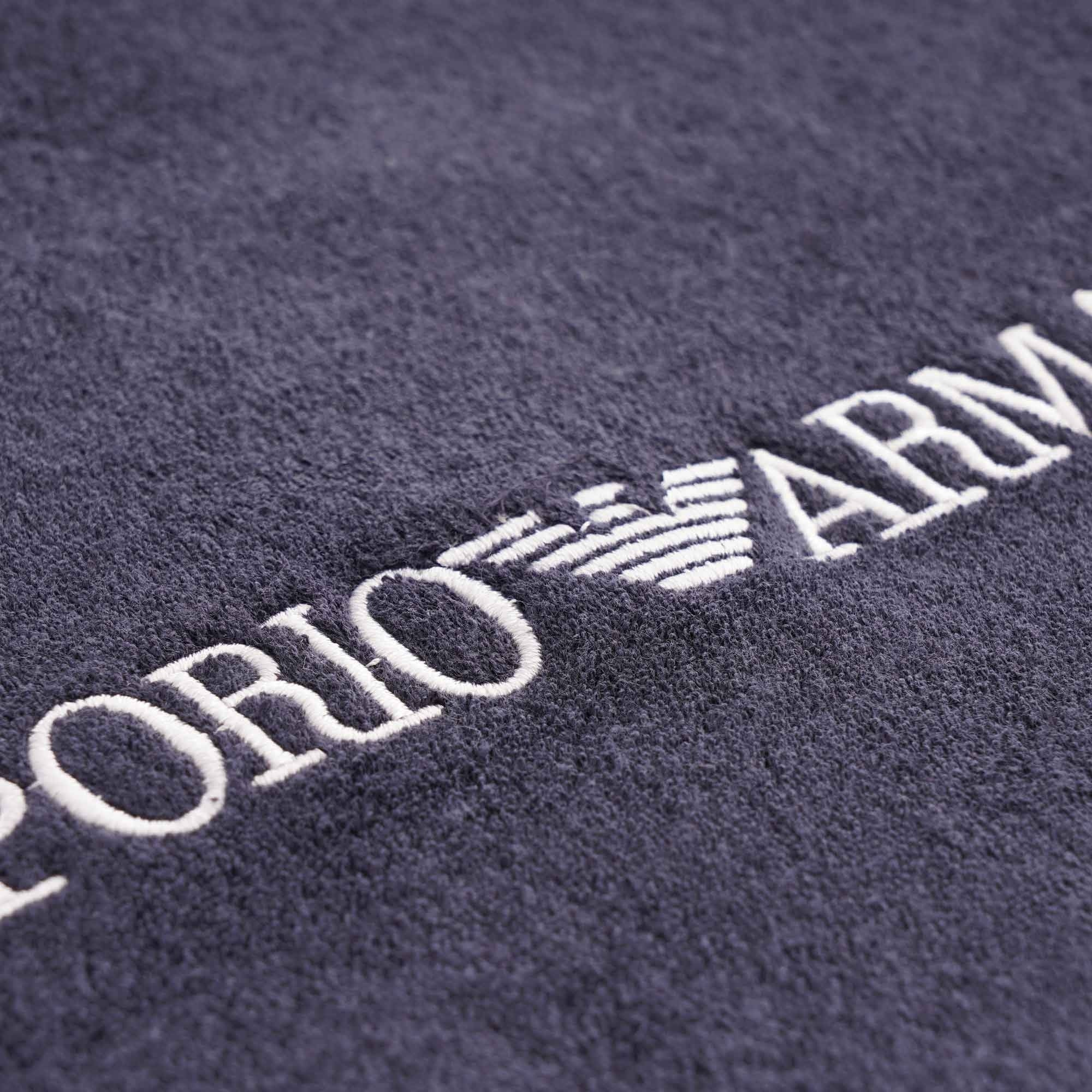 Emporio Armani Logo Print Cotton Towelling T Shirt - Blue