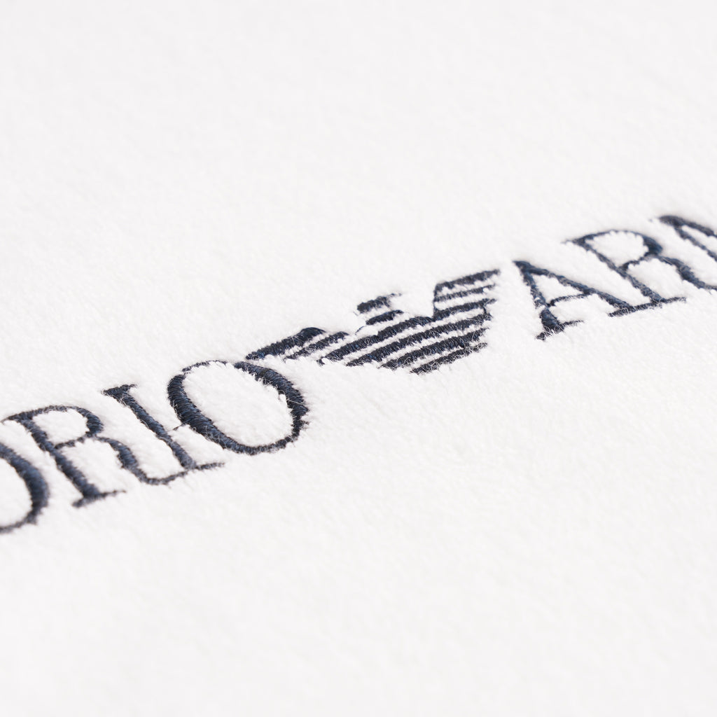 Emporio Armani Logo Print Cotton Towelling T Shirt - Bianco