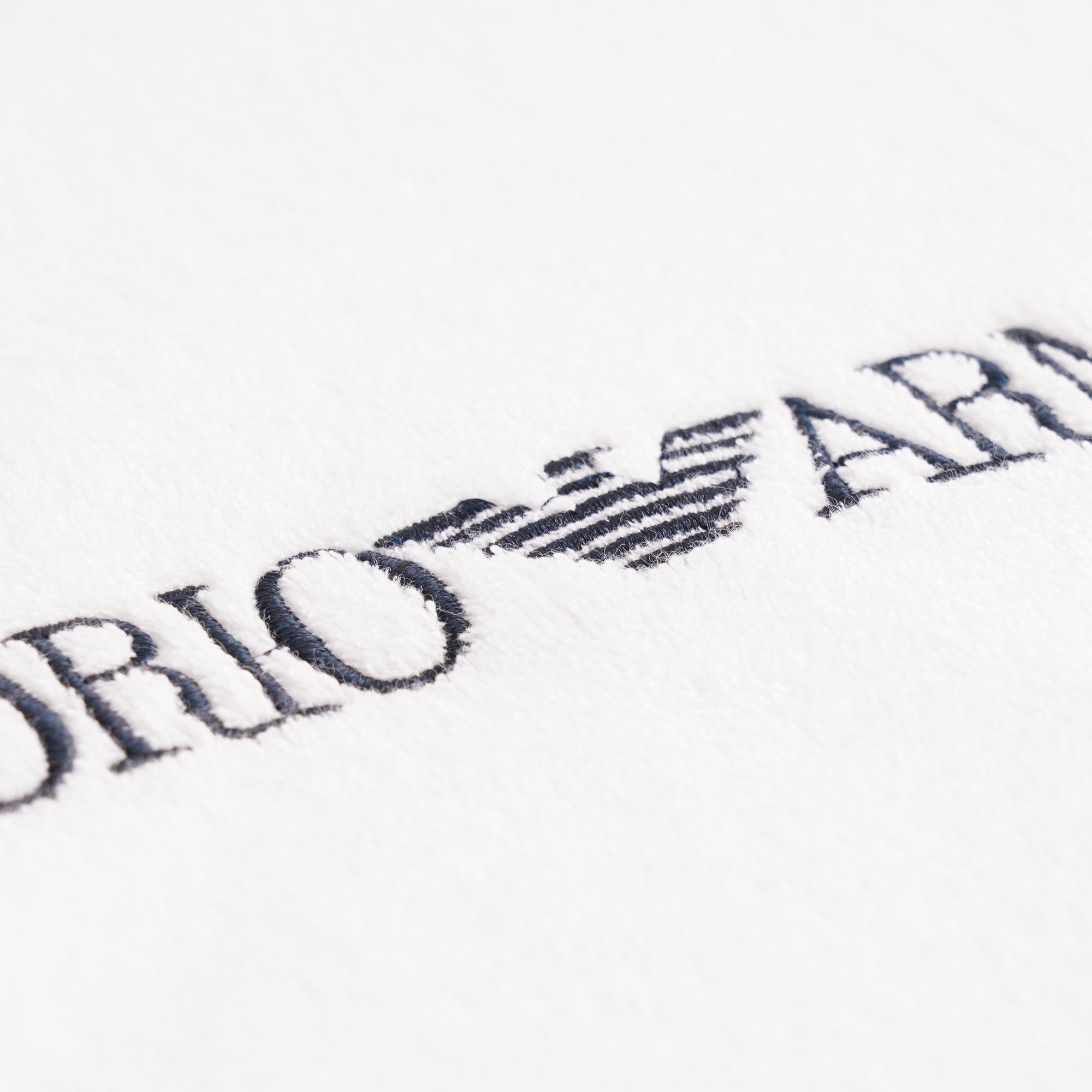 Emporio Armani Logo Print Cotton Towelling T Shirt - Bianco