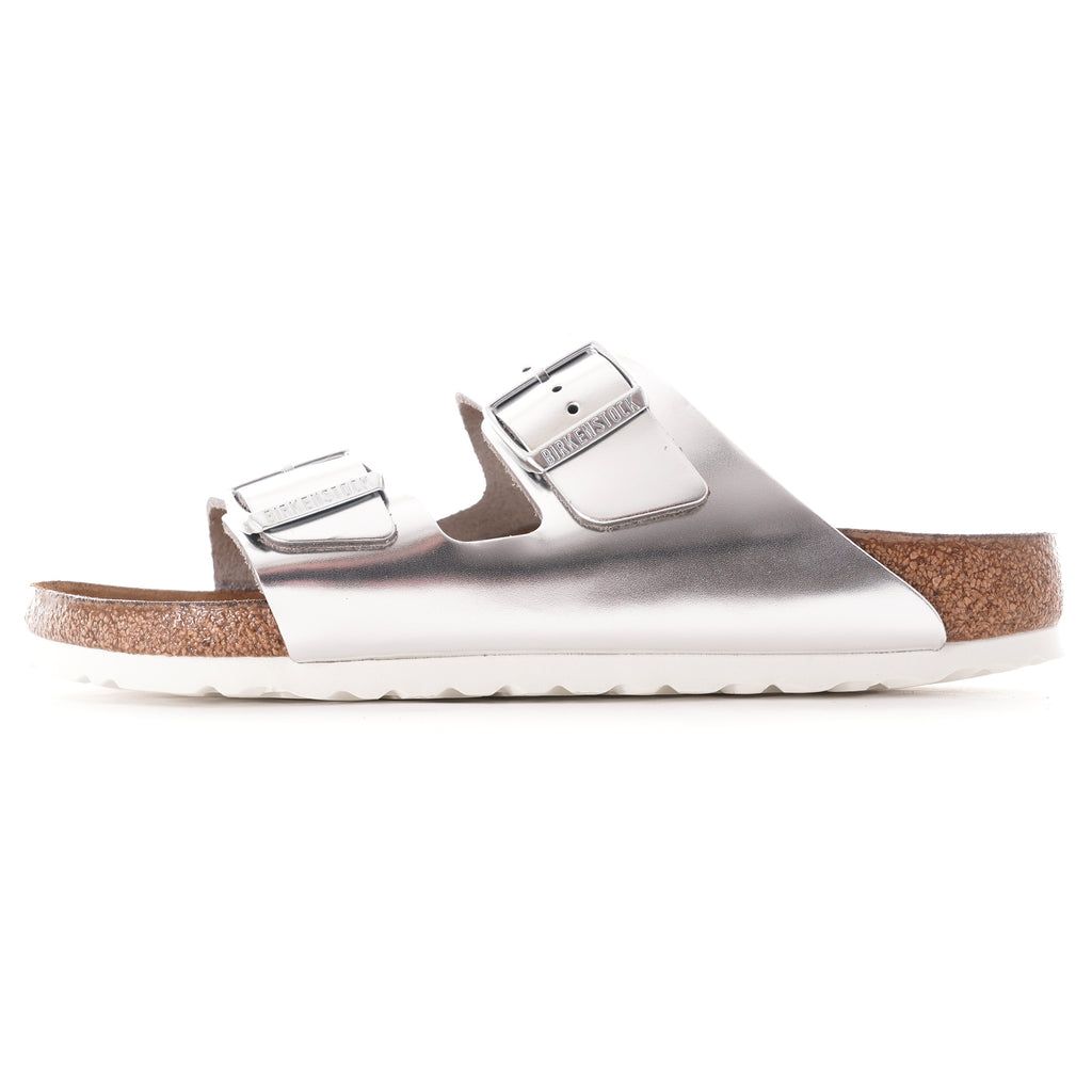 Birkenstock Womens Arizona Natural Leather - Silver