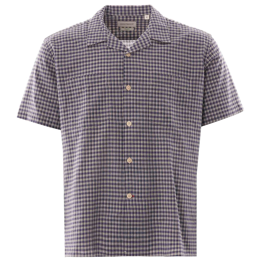 Oliver Spencer Havana Short Sleeve Shirt Thorndon - Blue
