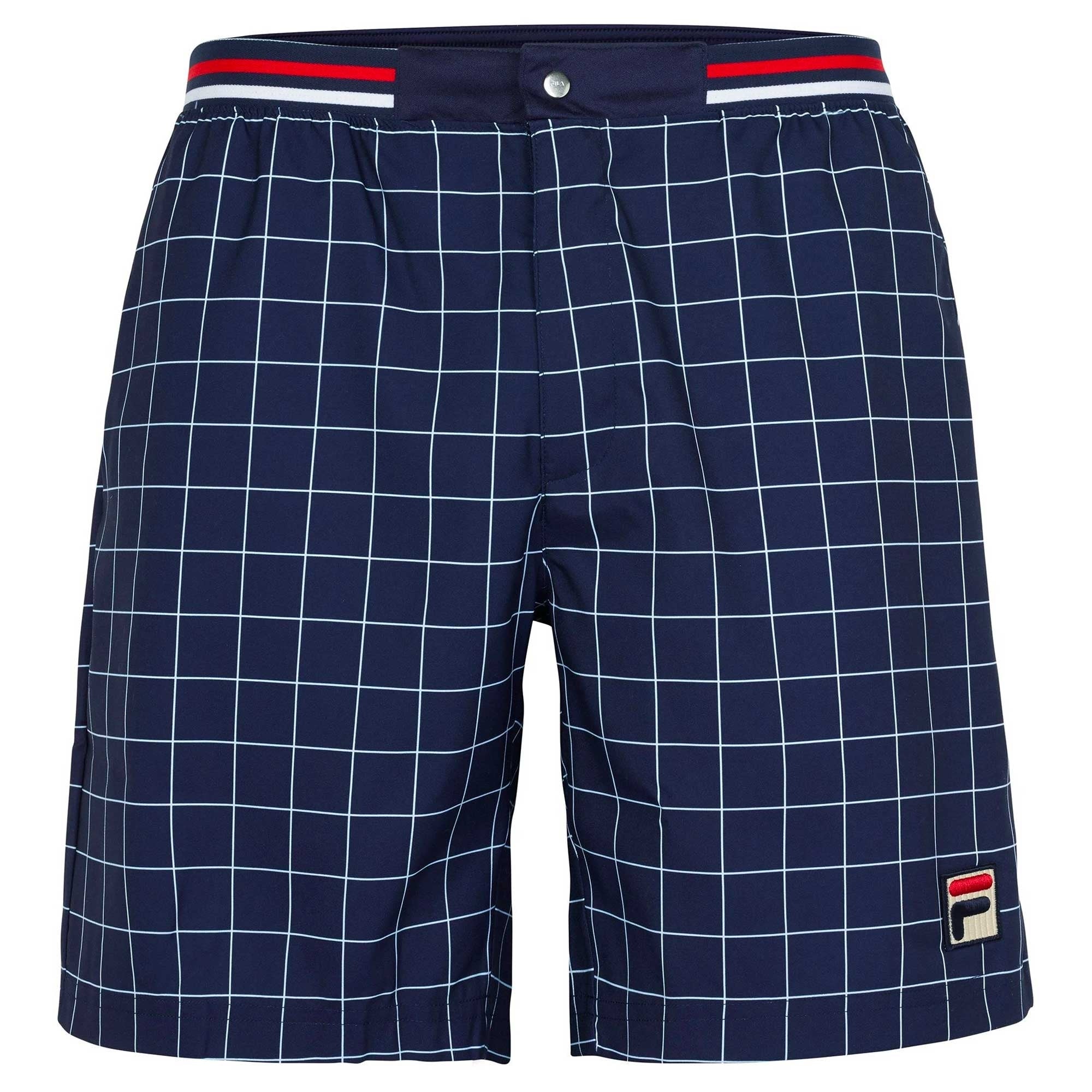 Fila Vintage Windowpane Patterned Shorts - Peacoat
