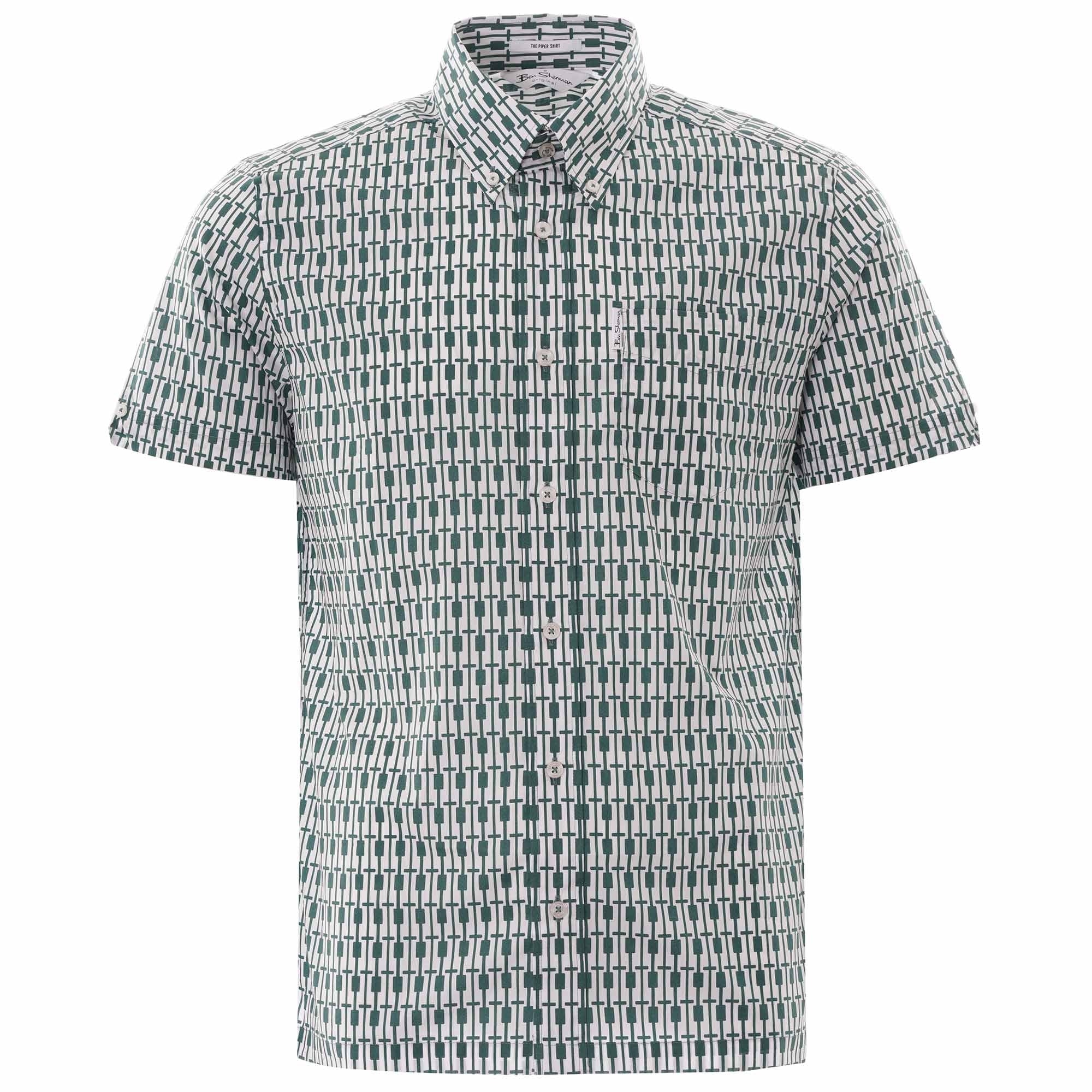 Ben Sherman Archive Piper Print Shirt - Dark Green
