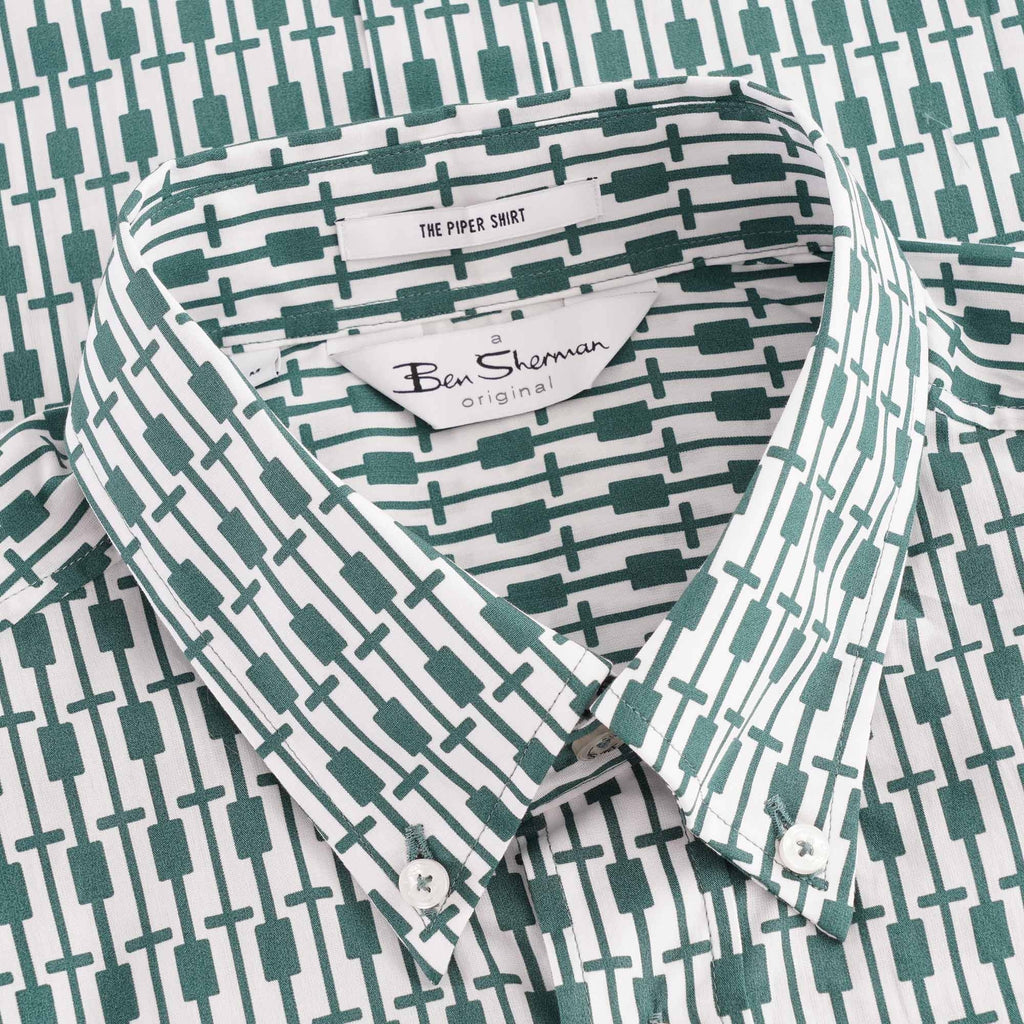 Ben Sherman Archive Piper Print Shirt - Dark Green