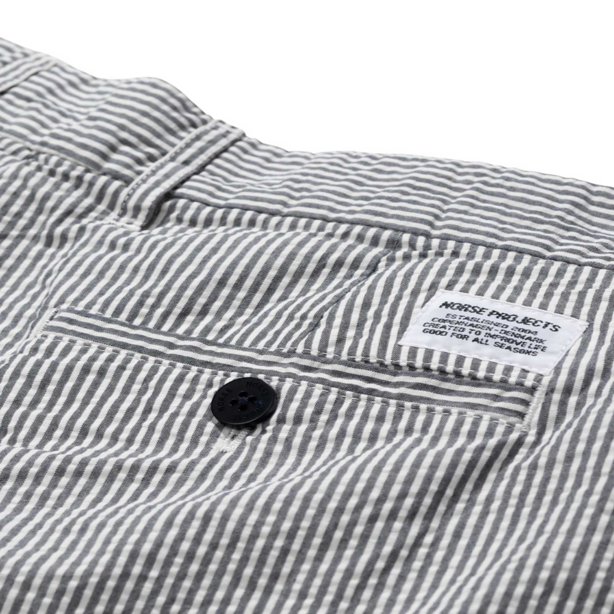 Norse Projects Aros Seersucker Shorts - Navy Stripe