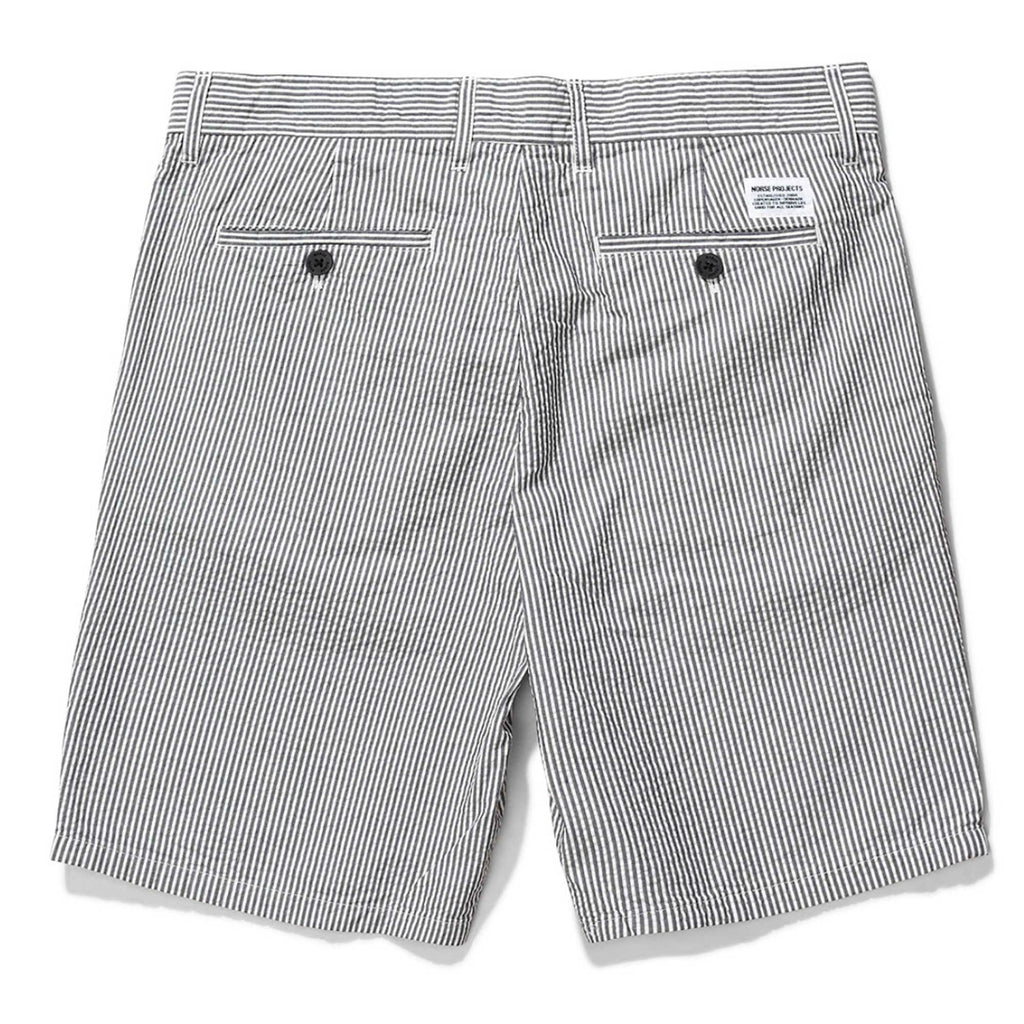 Norse Projects Aros Seersucker Shorts - Navy Stripe