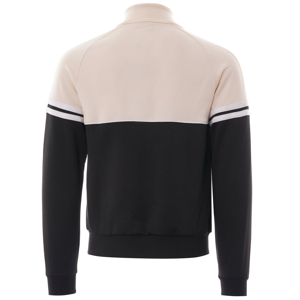 A rear view of the Sergio Tacchini Orion Track Top in black and cream.