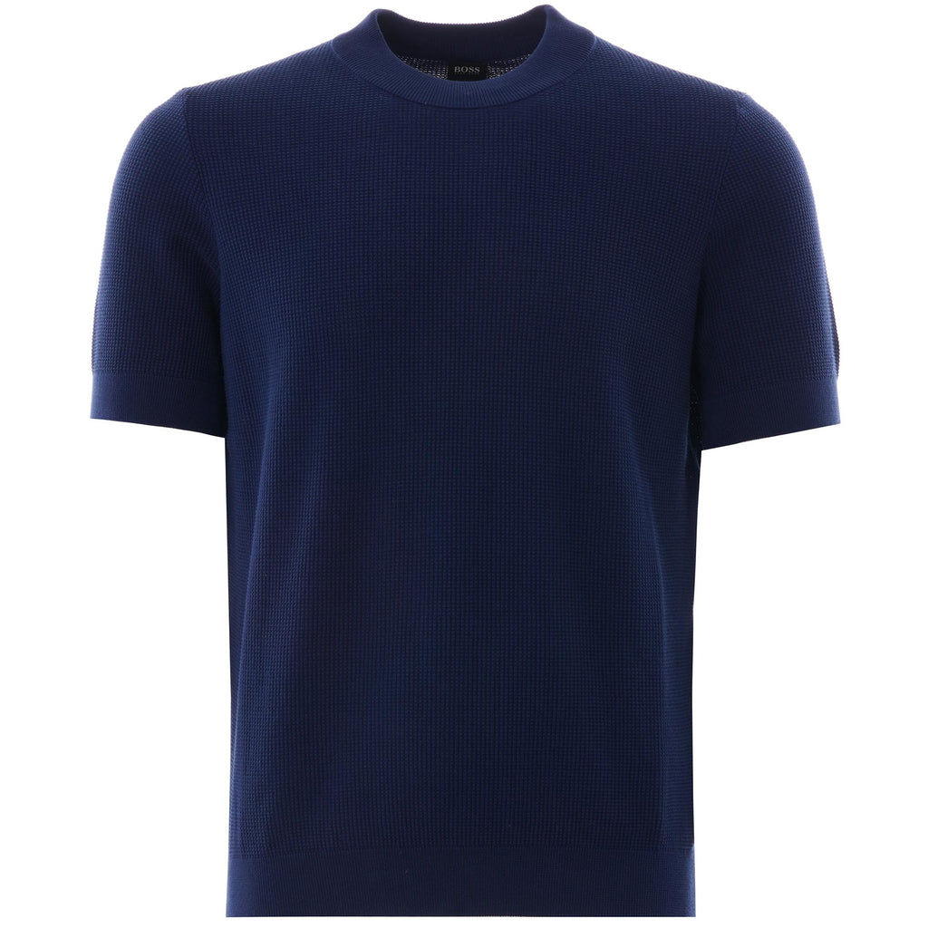 Boss Short sleeve knitted sweater - Dark Blue