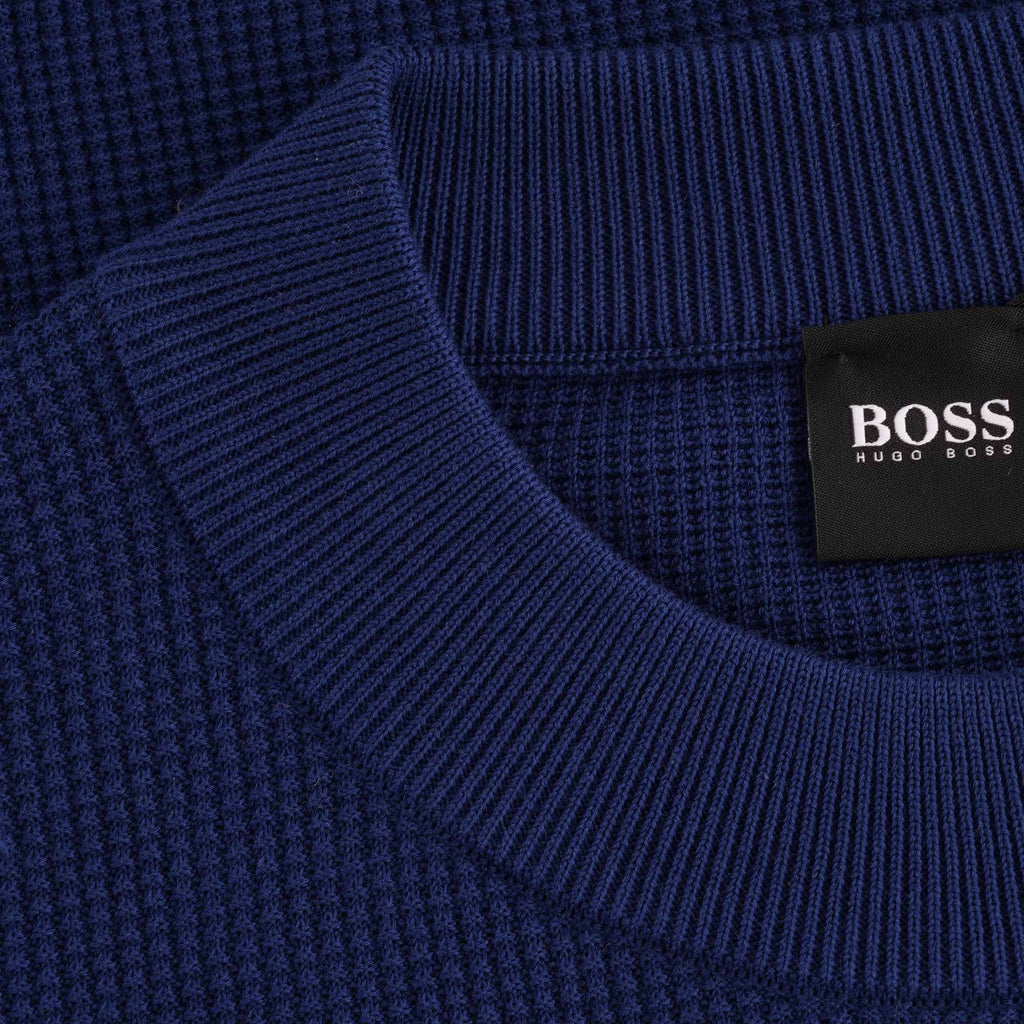 Boss Short sleeve knitted sweater - Dark Blue