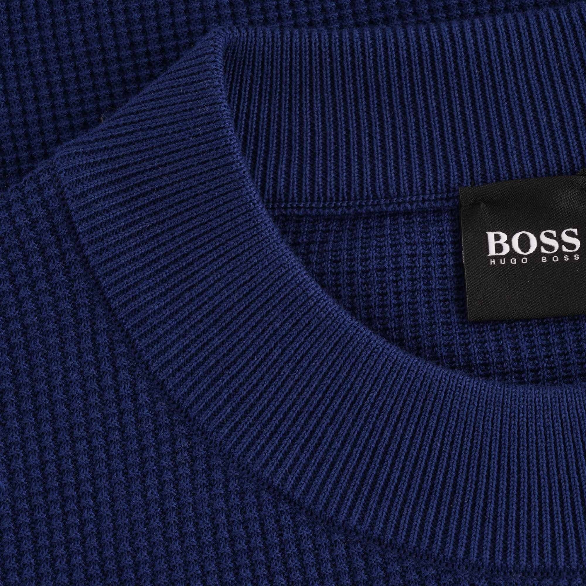 Boss Short sleeve knitted sweater - Dark Blue