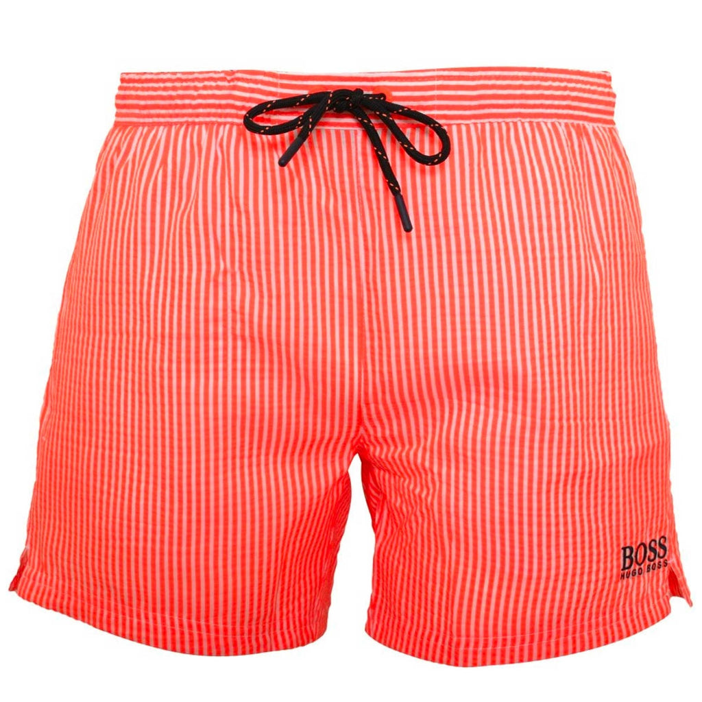 Boss Velvet Fish Striped Swim Shorts - Orange