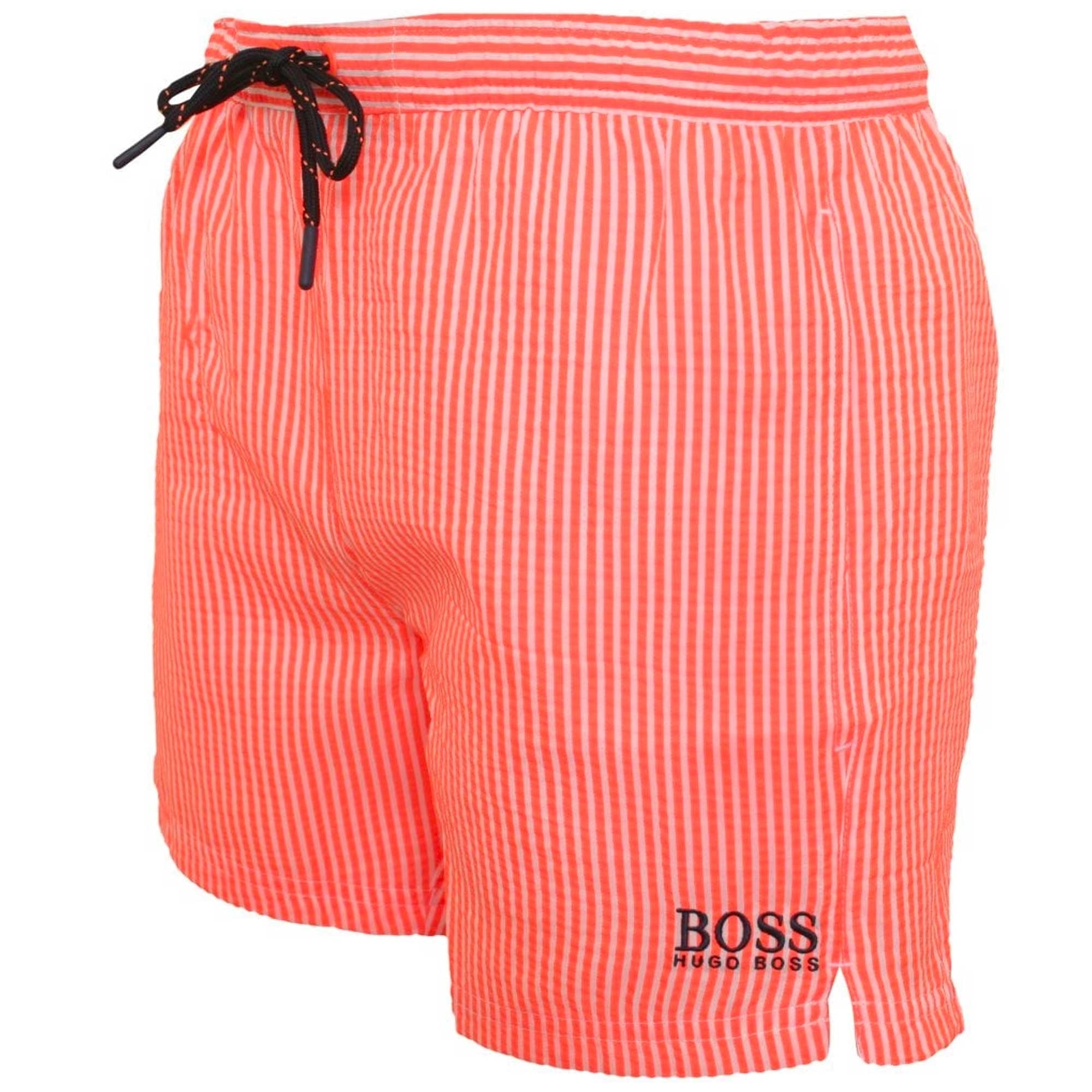 Boss Velvet Fish Striped Swim Shorts - Orange